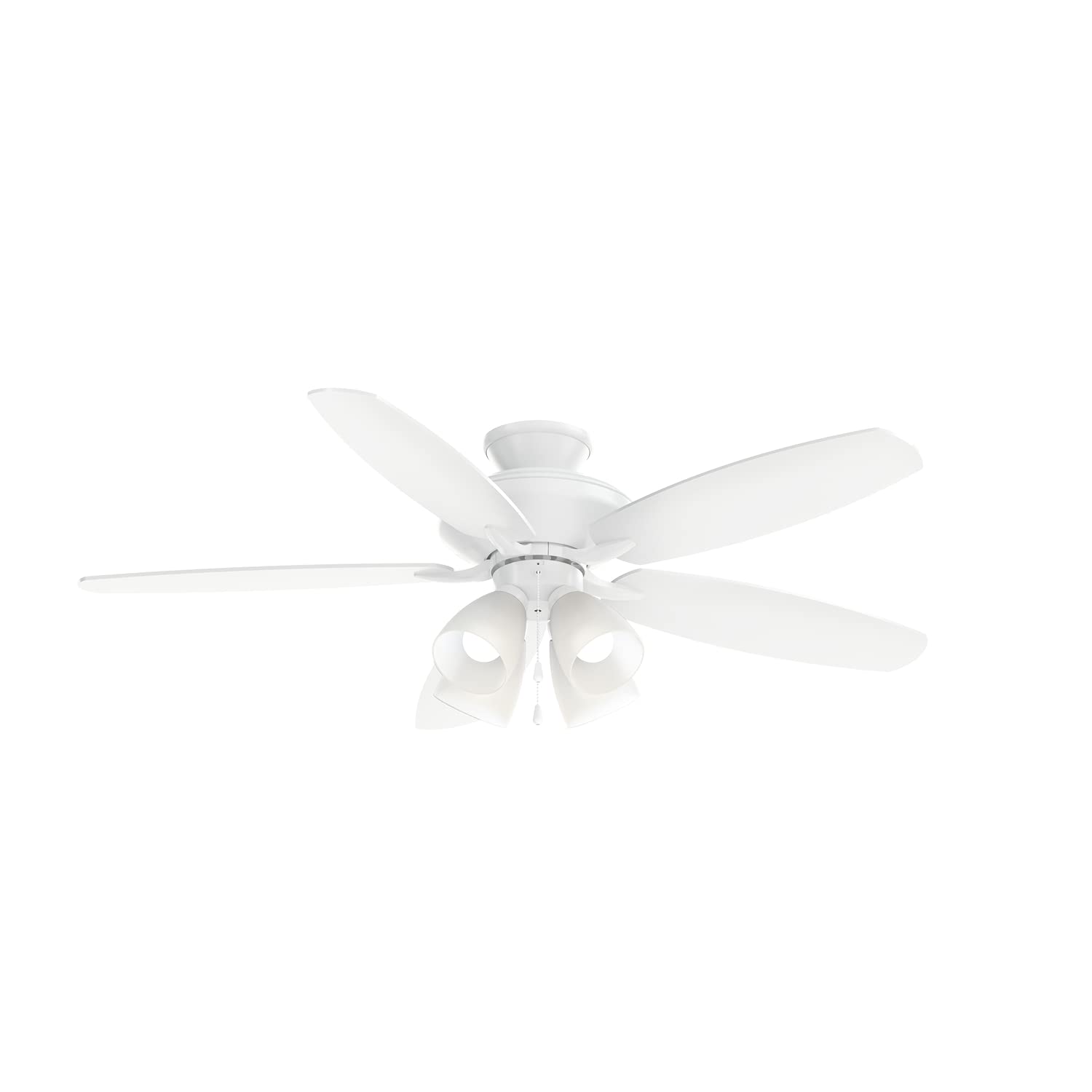 Kichler 52 Inch Renew Premier LED Ceiling Fan with Light, Matte White Finish - Energy Efficient Cooling for Living Room, Bedroom & Patio