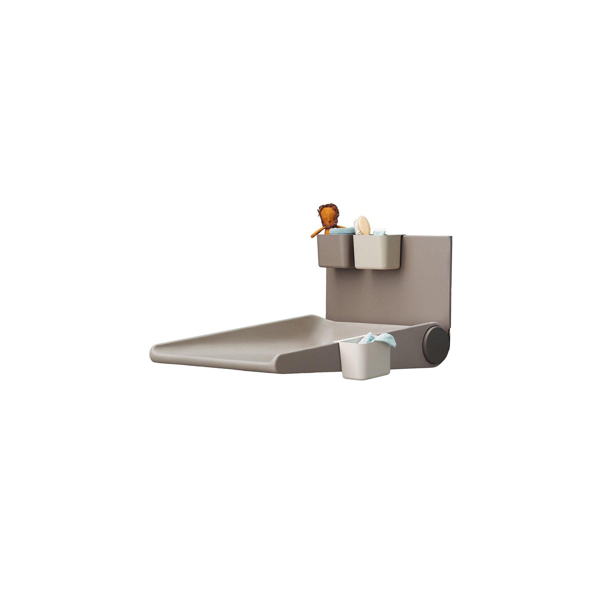 LEANDER Wally Wall Mounted Baby Changing Table - Space-Saving Nursery Organizer with Safety Rail, Cappuccino Finish | Perfect for Small Bedrooms & Nursery Decor