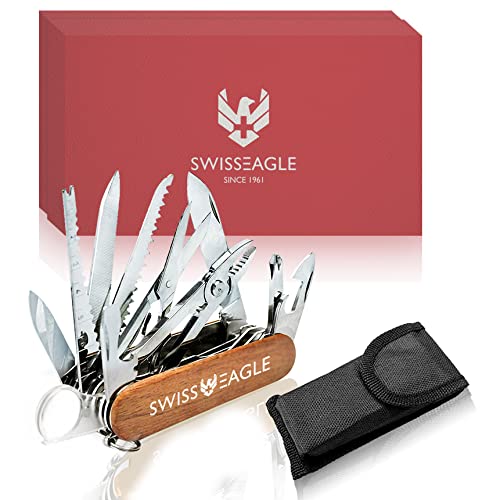Swiss Eagle Premium Multi-Tool Pocket Knife for Men - 30-in-1 Stainless Steel Survival Tool with Pliers, Screwdrivers & Bottle Opener - Perfect for Camping, Hiking, Outdoor Adventures & Everyday Carry (EDC)