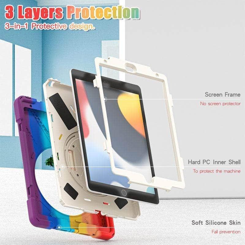Apple iPad 9th Gen A2603/A2604 Shockproof Case with Neck Strap - Perfect for Construction, Outdoor Work & Travel Protection