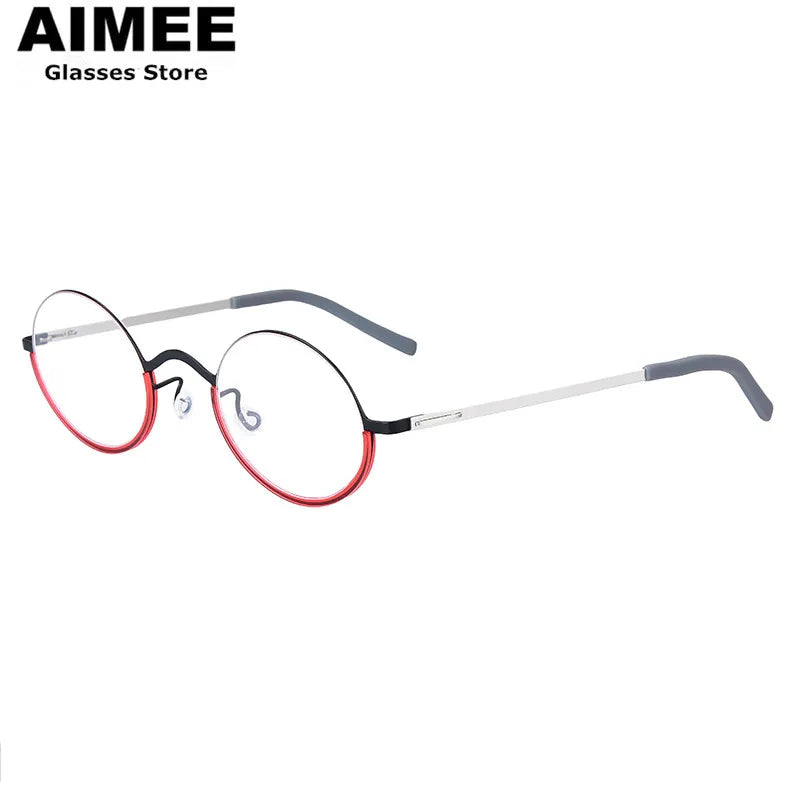 Aimee Women's Full Rim Oval Screwless Titanium Eyeglasses 198801 - Lightweight & Durable Eyewear for Work, Reading & Fashion