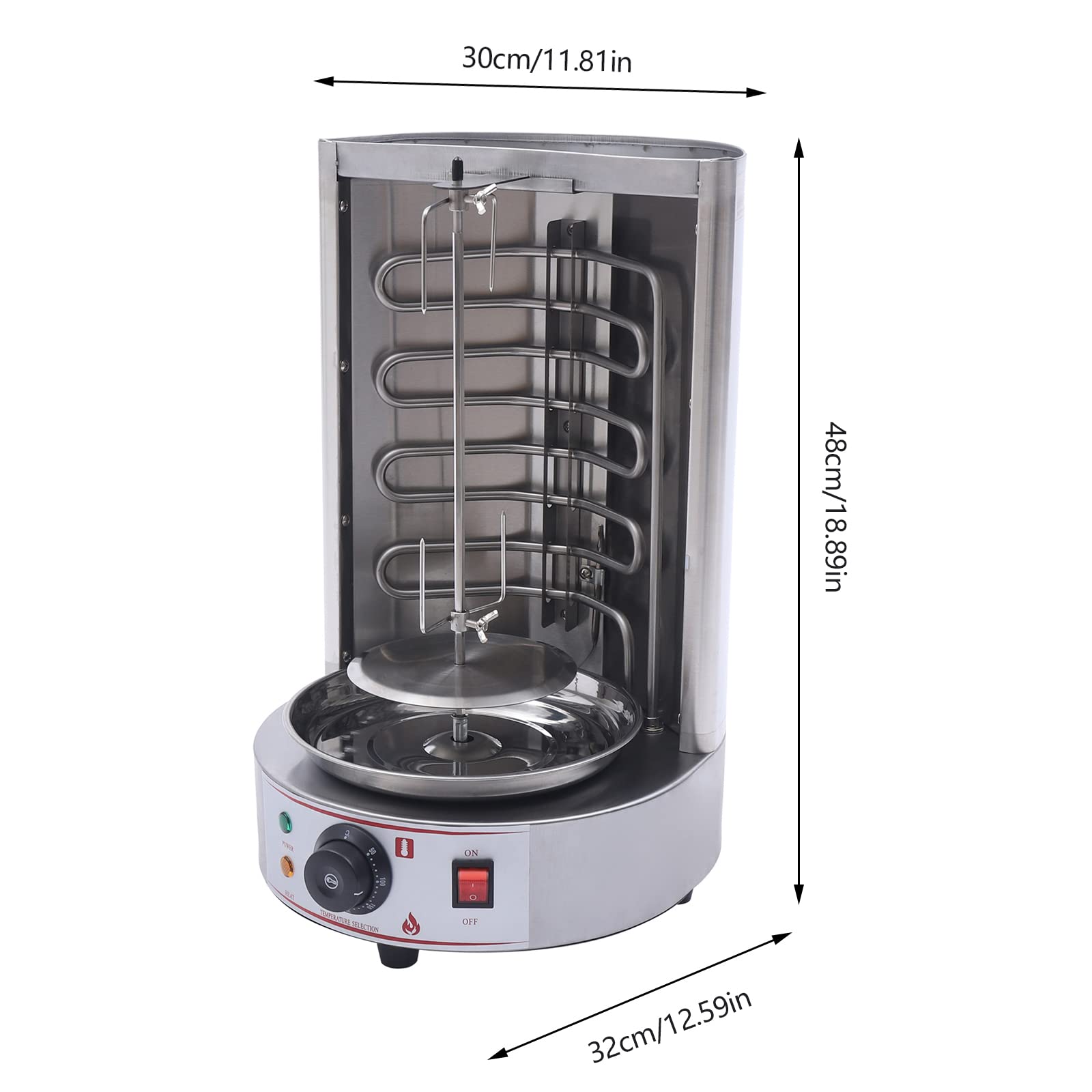 DNYSYSJ Commercial Vertical Shawarma Rotisserie Grill Machine - 3000W Electric Kebab Doner Broiler for Chicken & Beef - Stainless Steel Propane Gas Grill for Restaurants & Home Use (110V) - Perfect for Mediterranean, Middle Eastern Cuisine & Food Trucks