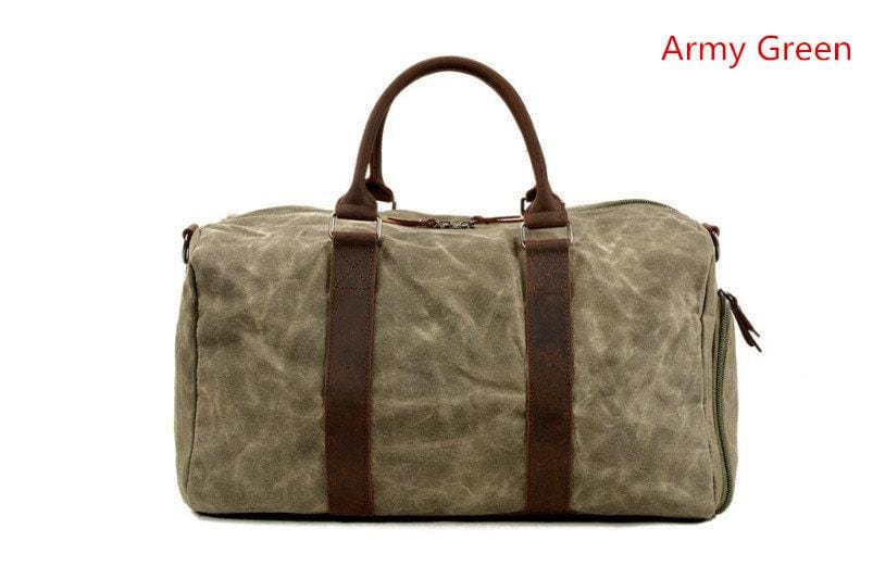 Durable Waxed Canvas Leather Travel Duffel Bag for Women & Men - Perfect for Outdoor Adventures, Gym, Weekend Getaways & Business Trips