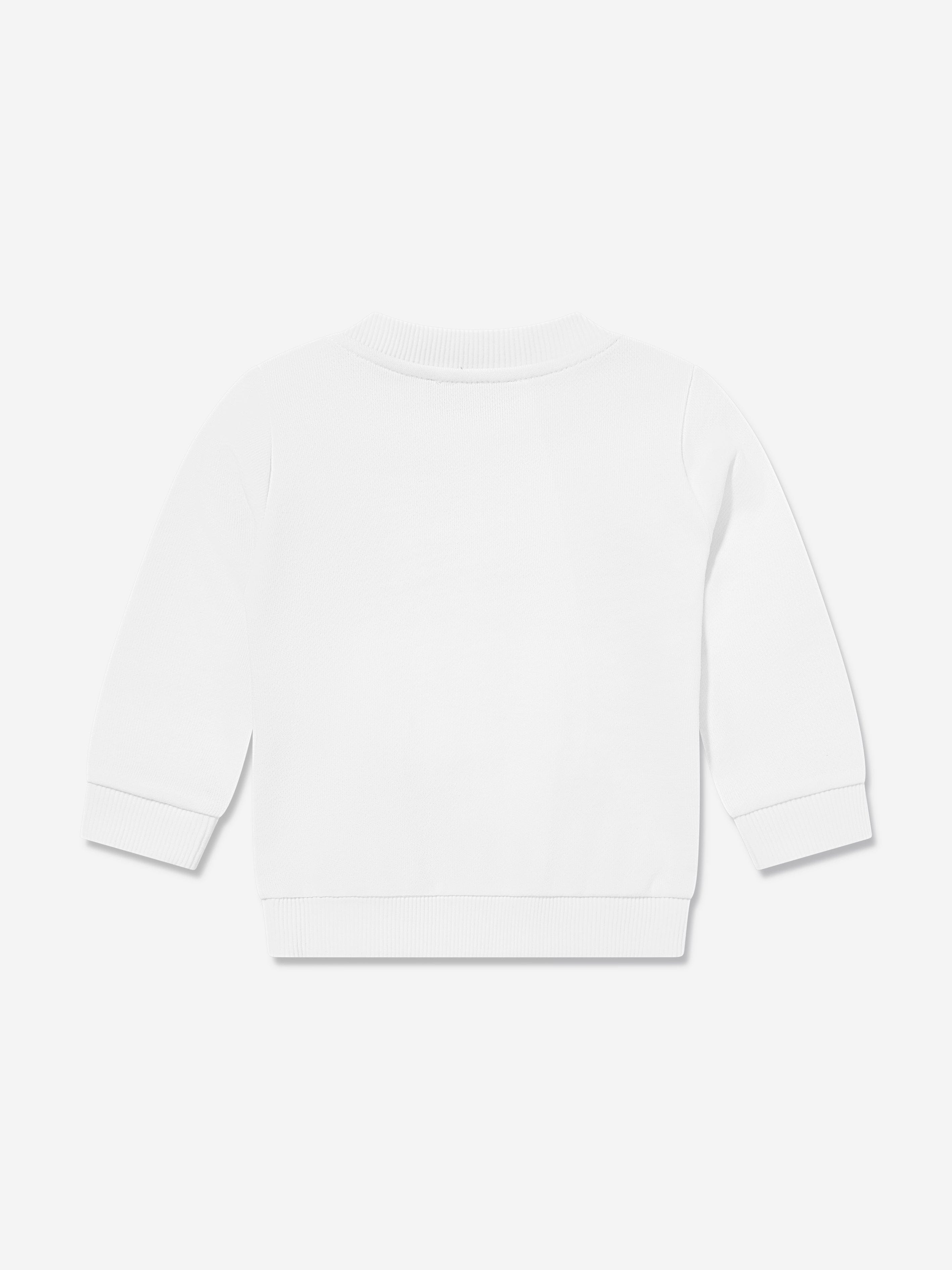 White Baby Teddy Bear Logo Sweatshirt - Soft & Cozy Pullover for Infants & Toddlers - Perfect for Playdates, Photo Shoots & Family Outings