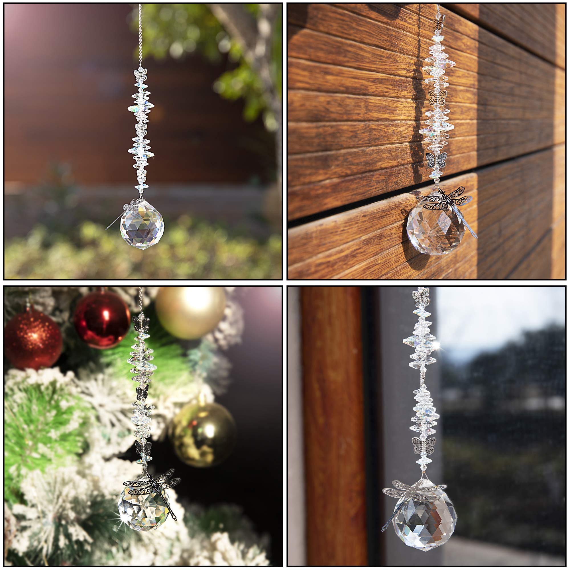 **Handmade Crystal Sun Catchers for Windows - Butterfly & Dragonfly Decor, Rainbow Prism Suncatcher for Garden & Home - Perfect for Living Room, Bedroom, or Outdoor Spaces**