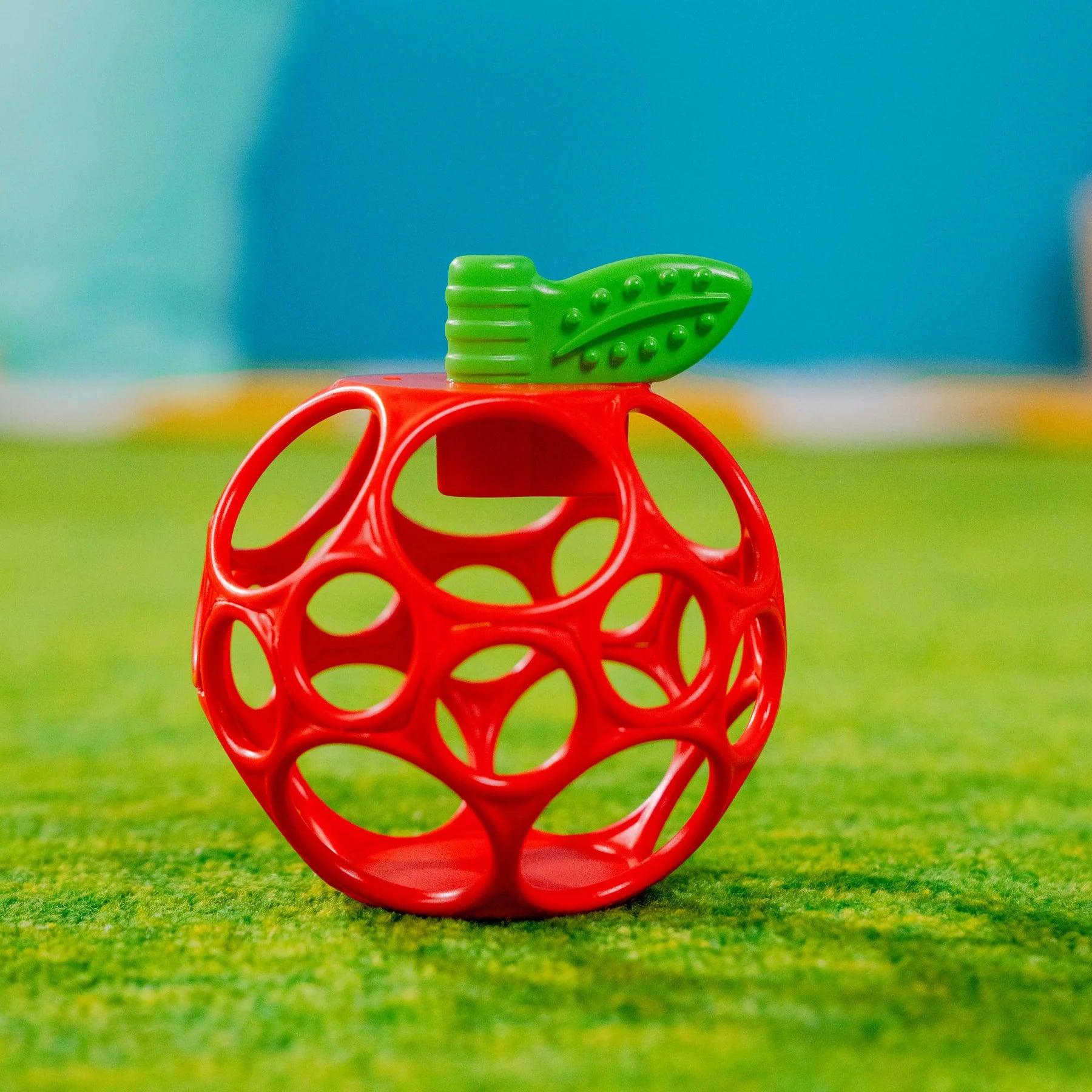 Bright Starts Hold My Own Easy Grasp Teether Toy - Apple Shape Baby Teething Toy for Soothing Sore Gums | Perfect for Infants 3+ Months, On-the-Go & Playtime Relief
