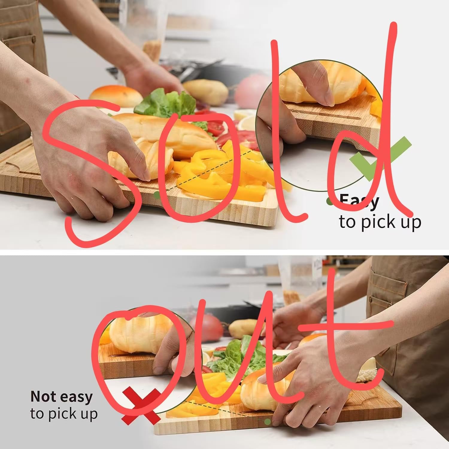 Bamboo Cutting Board - Double Sided for Kitchen & Charcuterie