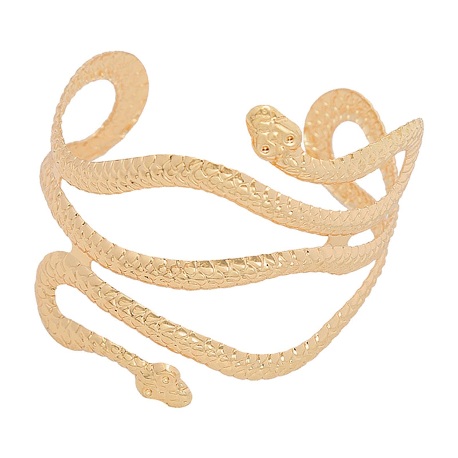 Newmind Adjustable Upper Arm Cuff Bracelet - Swirl Snake Design Chic Armlet for Women & Girls (Gold) | Perfect for Greek Goddess Costumes, Boho Fashion & Festival Accessories