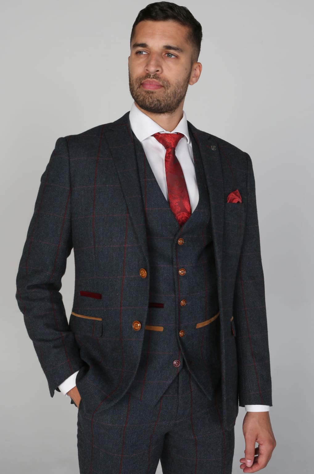 Paul Andrew Madrid Navy Men's Three Piece Suit - Premium Slim Fit Business Suit for Weddings, Interviews & Formal Events