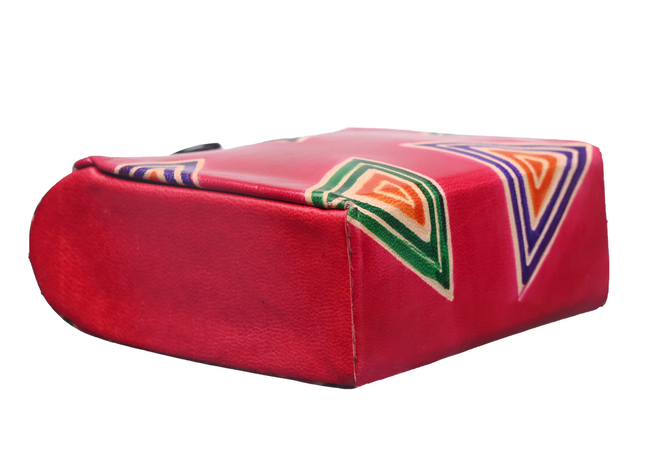 Premium Leather Lipstick Case with Mirror - Traditional Geometric Design Jewelry Holder Box for 2 Lipsticks - Perfect for Handbags & Crossbody Bags (Red) - Ideal Gift for Women, Travel & Daily Makeup Organization
