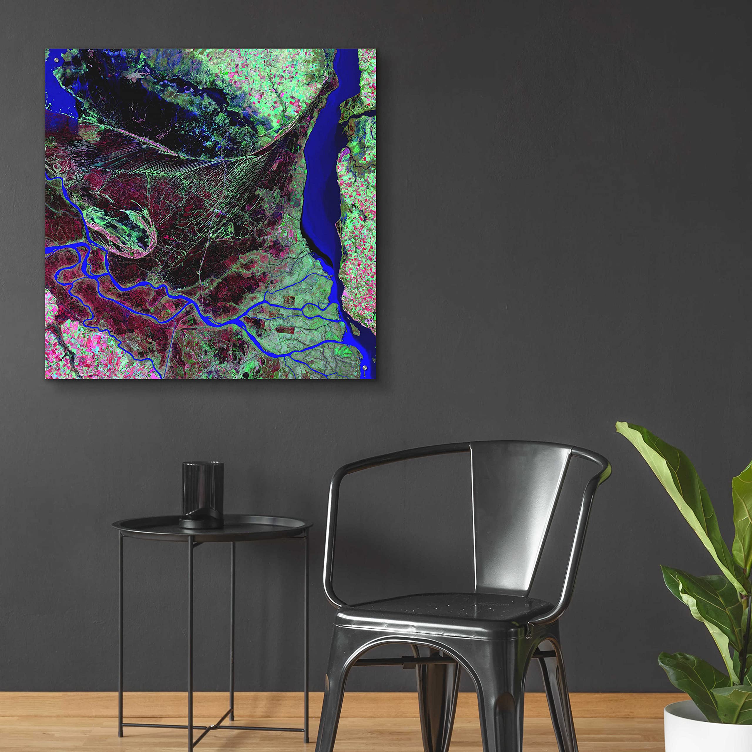 Epic Art 'Earth as Art: Parana River Delta' Acrylic Glass Wall Art - 36x36 Inches Modern Home Decor - Perfect for Living Room, Bedroom, or Office Wall Decor