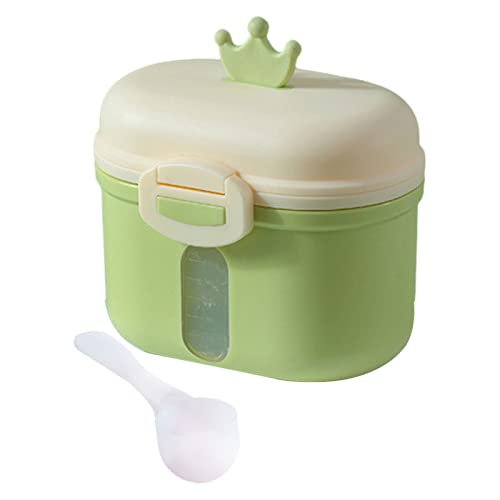 Yiju Baby Formula Dispenser & Snack Storage Container - Double Compartment Travel Milk Powder Case, Portable Green Small Container for On-the-Go Feeding | Perfect for Travel, Daycare & Outdoor Activities