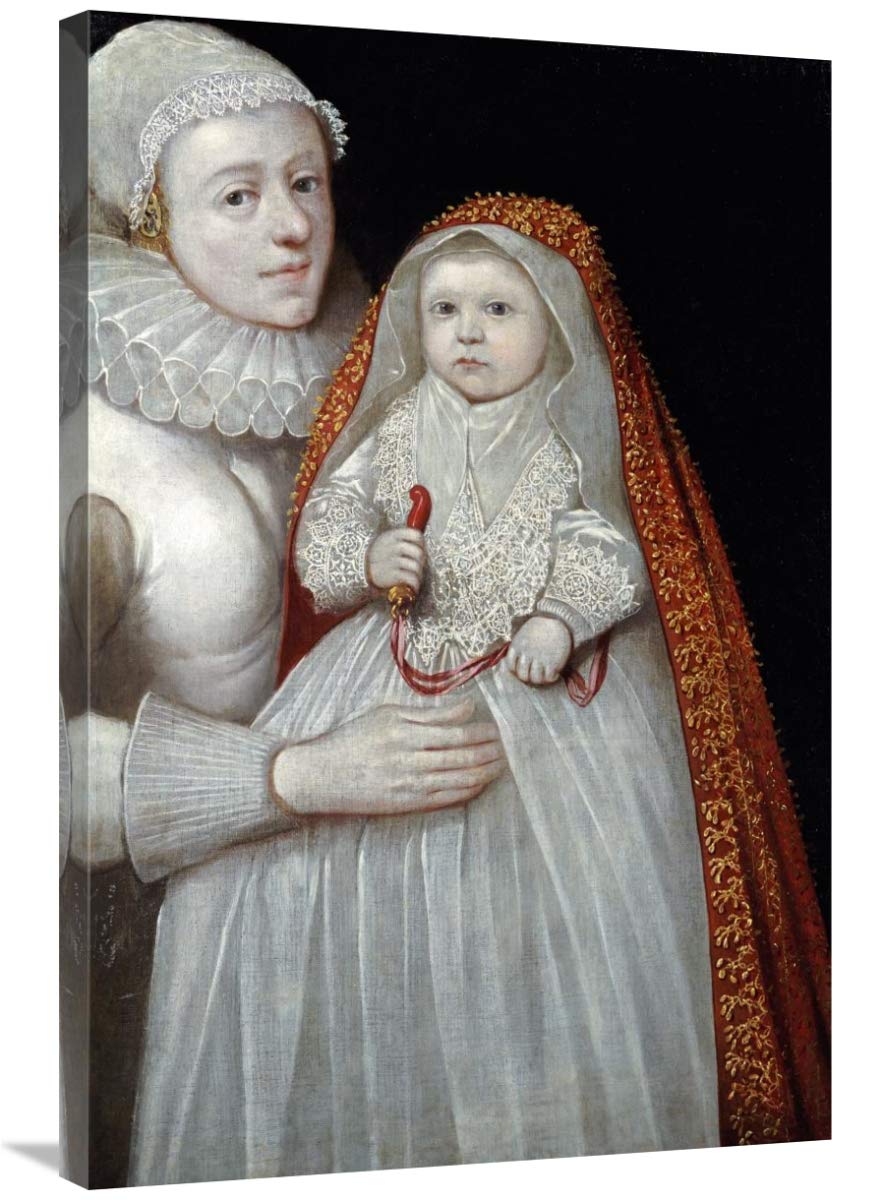 36 Inch Mother and Child Christening Portrait Art Print - English School Style - Perfect for Nursery, Baptism Gifts & Home Decor