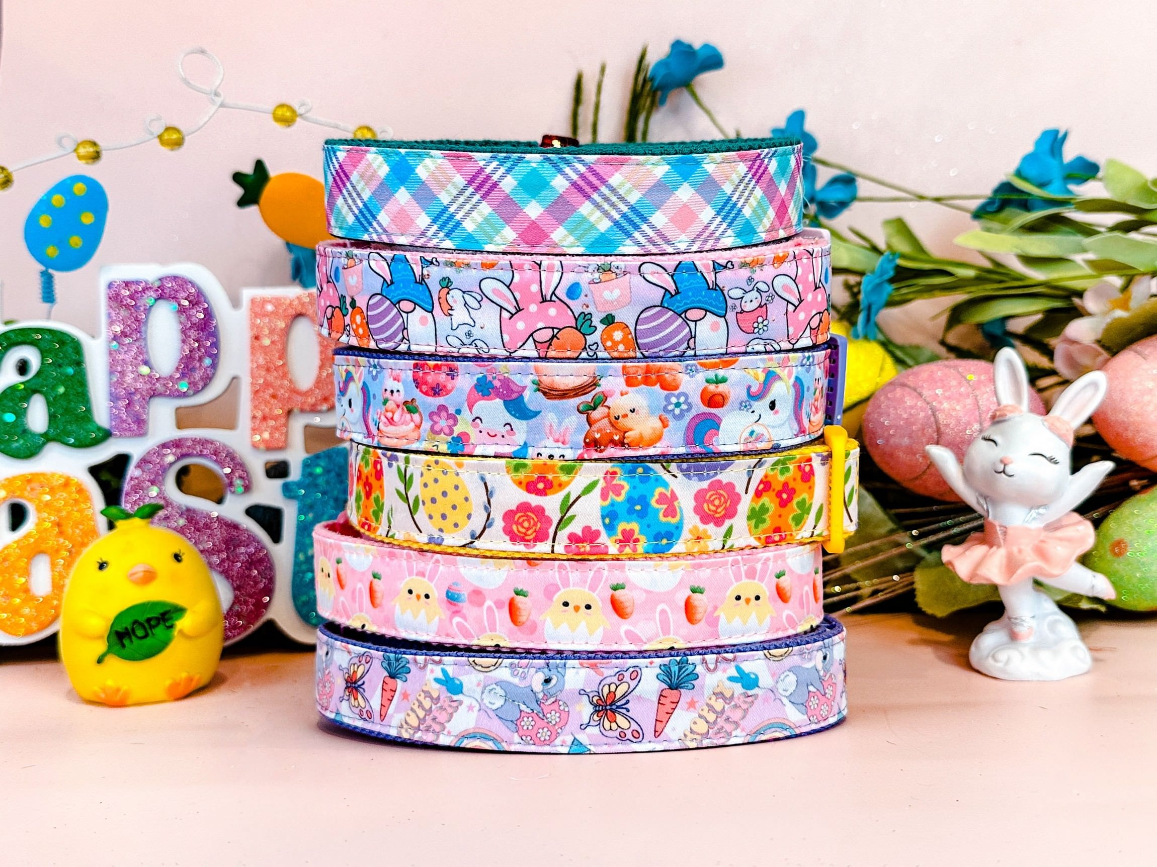 Easter Dog Collar - Adjustable Pet Collar with Bunny & Egg Design for Small Medium Large Dogs - Perfect for Easter Photos, Parties & Spring Outfits