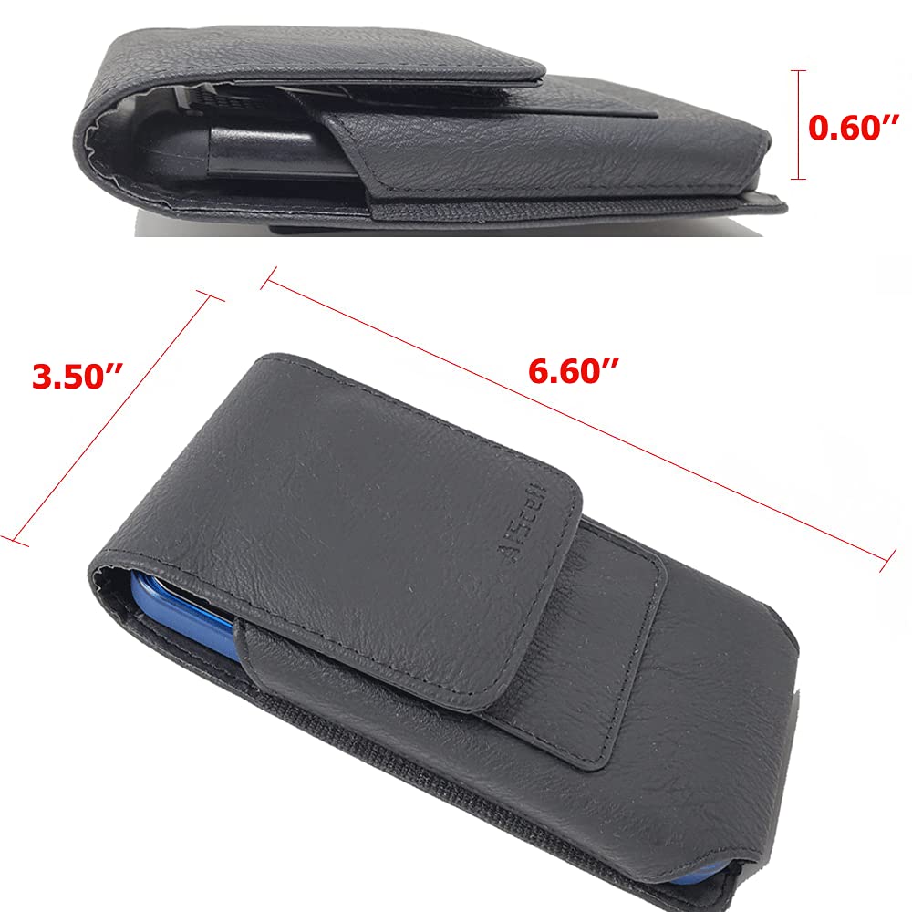 Premium Black Leather Vertical Wallet Case with Rotating Belt Clip Holster for iPhone 16 Pro Max/Plus, 15 Pro Max/Plus, 14 Pro Max/Plus, 13 Pro Max, 12 Pro Max - Protective Phone Cover with Card Slots | Perfect for Outdoor Activities, Work & Travel