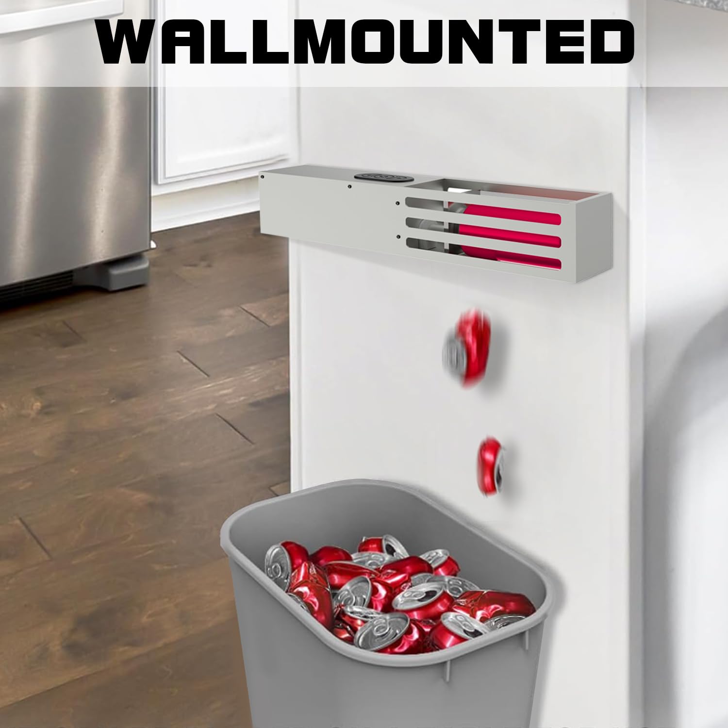 Electric Automatic Can Crusher Wall Mounted - Heavy Duty Can Smasher for 12oz & 16oz Aluminum Cans (Soda, Beer, Seltzer) & Plastic Bottles - Perfect for Recycling, Kitchen, Garage, or Home Bar - Great Housewarming Gift for New Homeowners