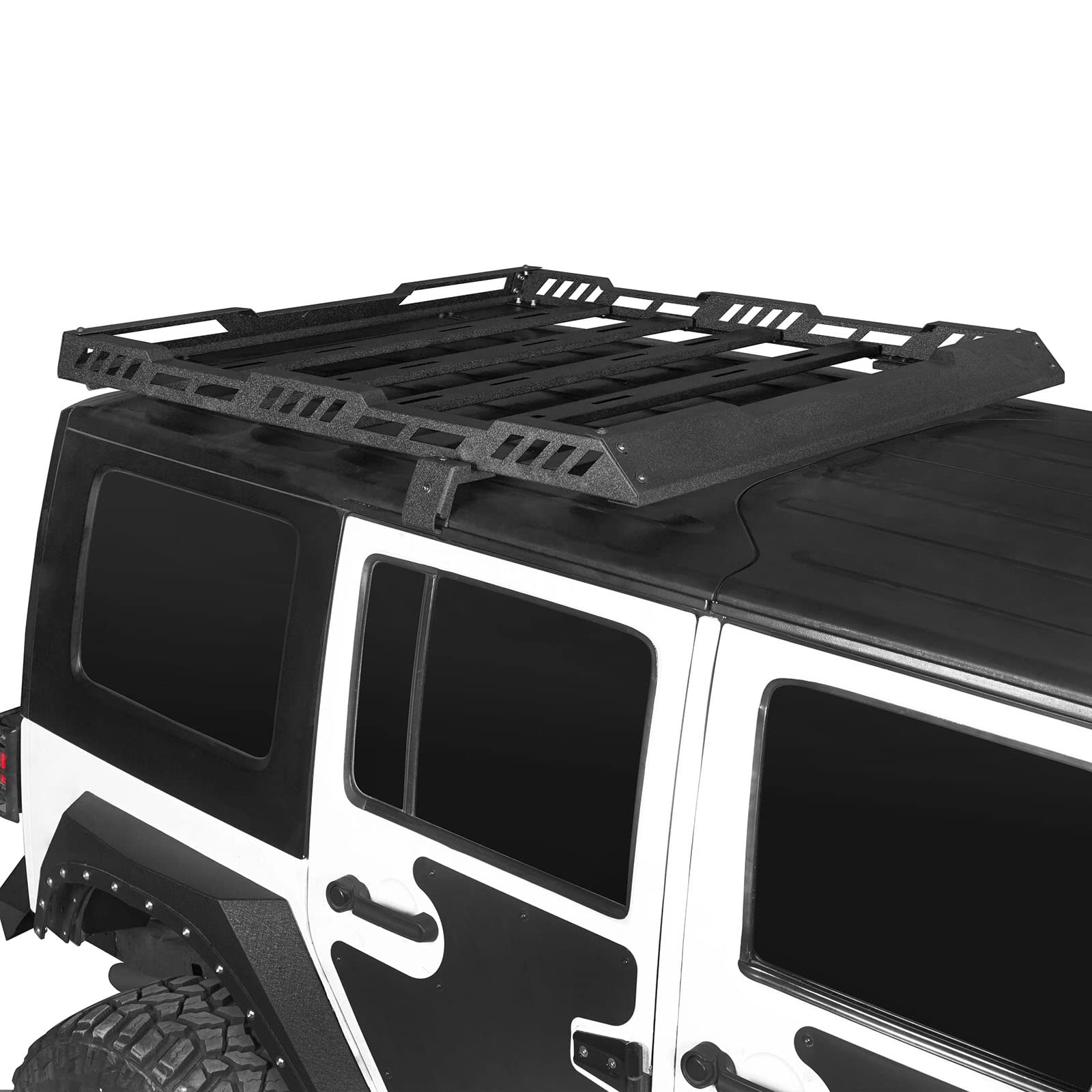 Hooke Road Heavy Duty Roof Rack Cargo Basket for 2007-2018 Jeep Wrangler JK Unlimited 4-Door | Durable Aluminum Luggage Carrier | Perfect for Camping, Off-Road Adventures & Outdoor Gear Storage