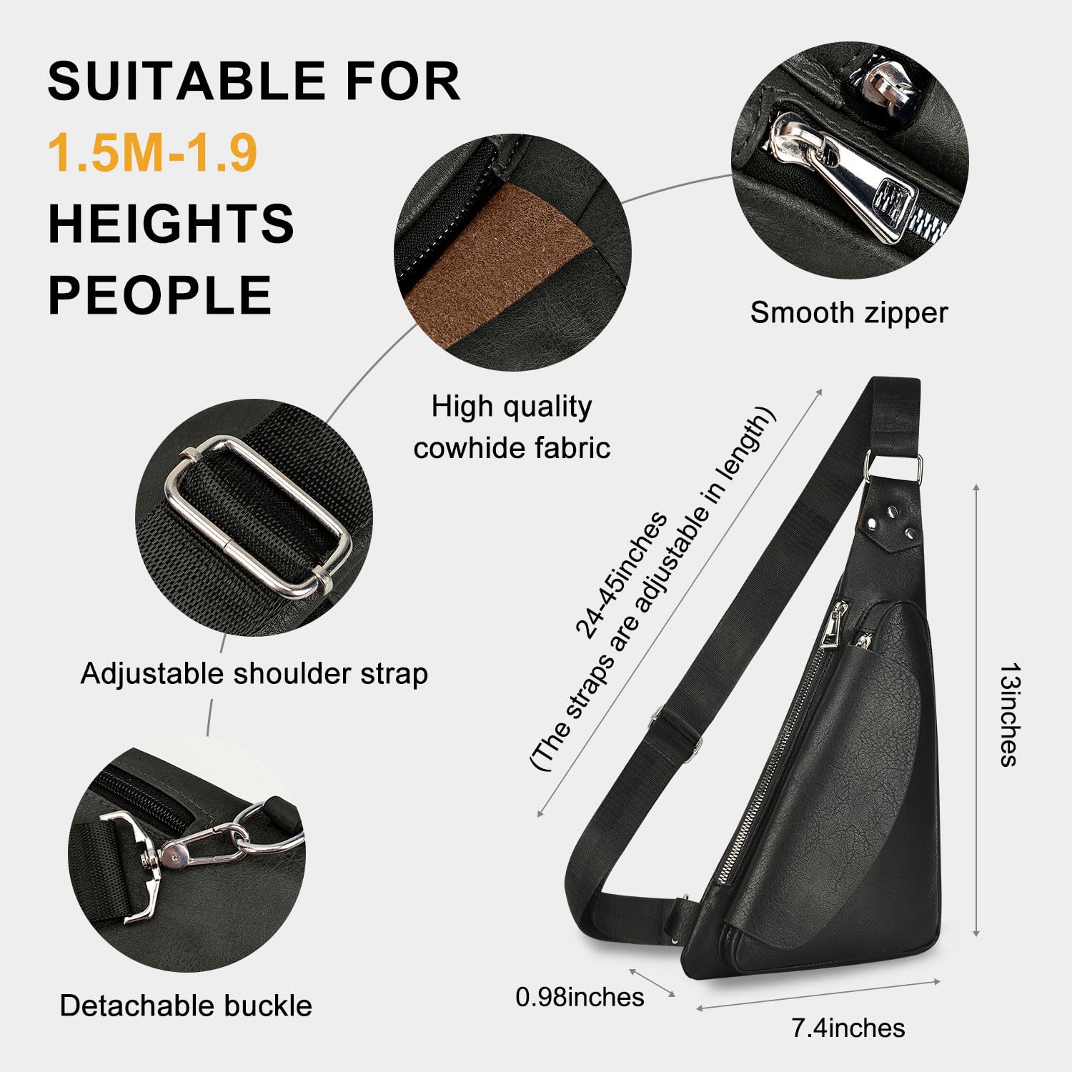 Premium Men's Leather Crossbody Sling Bag - Anti-Theft Lightweight Shoulder Bag for Business, Travel & Outdoor Activities | Perfect for Work Commute, Hiking, Camping & Daily Use