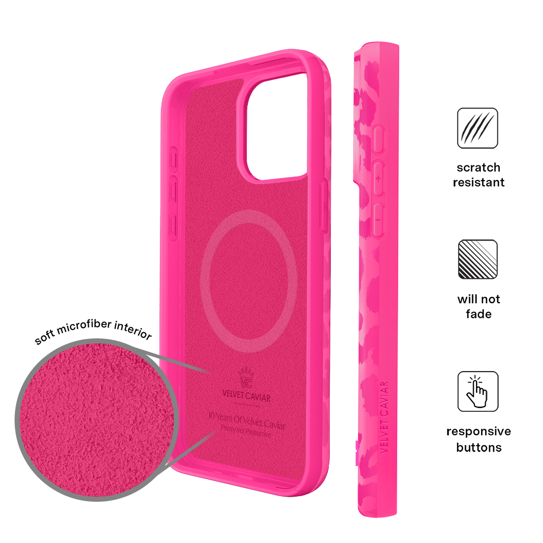 Hot Pink Leopard Print iPhone Case - Trendy Protective Cover for iPhone 12/13/14/15 - Perfect for Women, Girls & Fashion Lovers (Gym, Party, Daily Use)