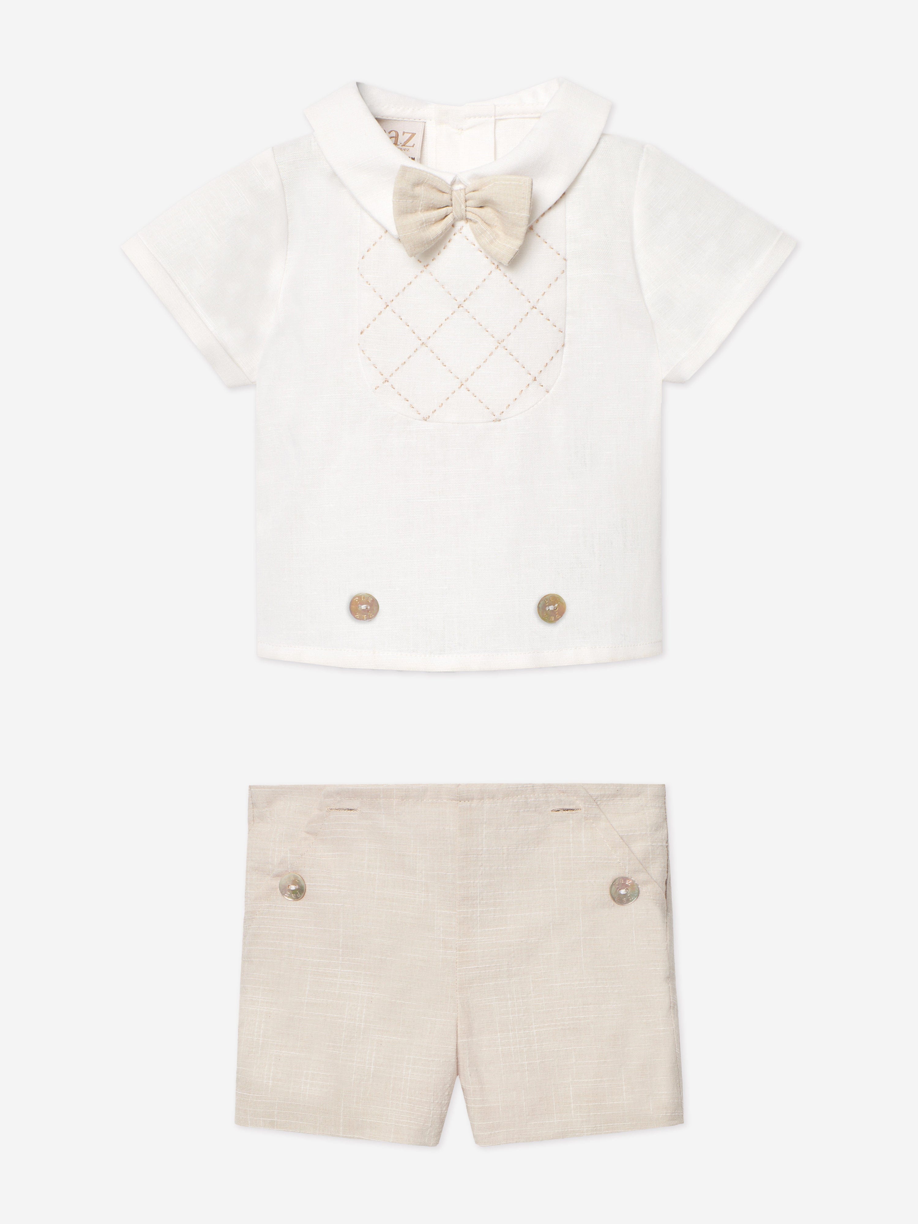 Adorable Beige Baby Boys Short Set - Soft & Comfortable Outfit for Playtime, Summer & Casual Wear