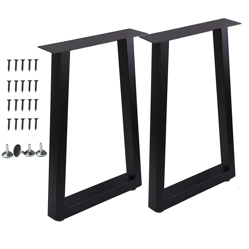 Yahpetes 28-inch Heavy Duty Metal Table Legs - 2 Pack Industrial Black Cast Iron Furniture Legs (18