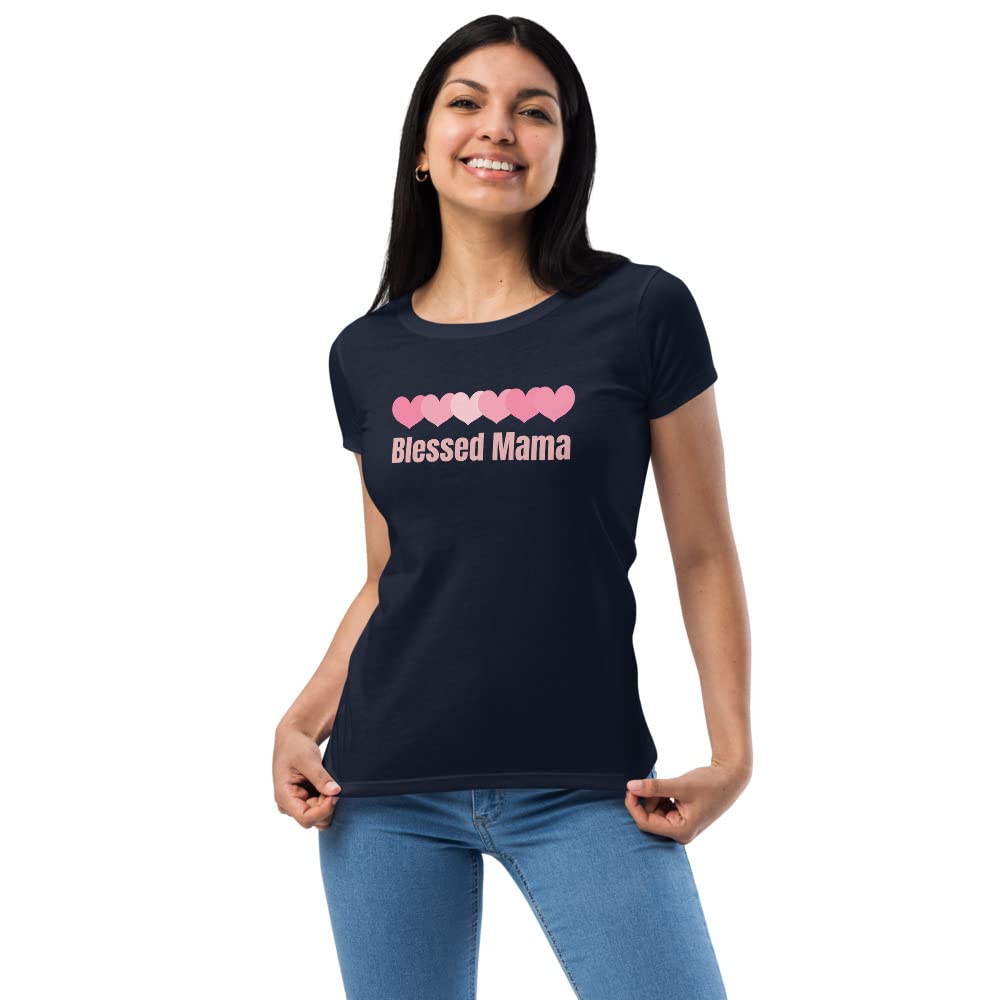 Blessed Mom T-Shirt for Women - Comfortable Fitted Cute Mama Shirt - Perfect for Mother's Day, Family Photos & Everyday Wear