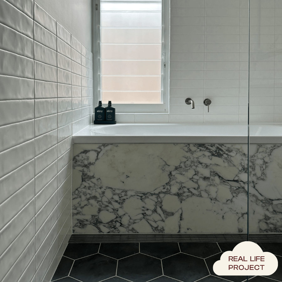 Premium Black Encaustic Look Hexagon Tile for Bathroom & Kitchen Flooring - Waterproof & Durable Ceramic Mosaic Tiles for Home Renovation