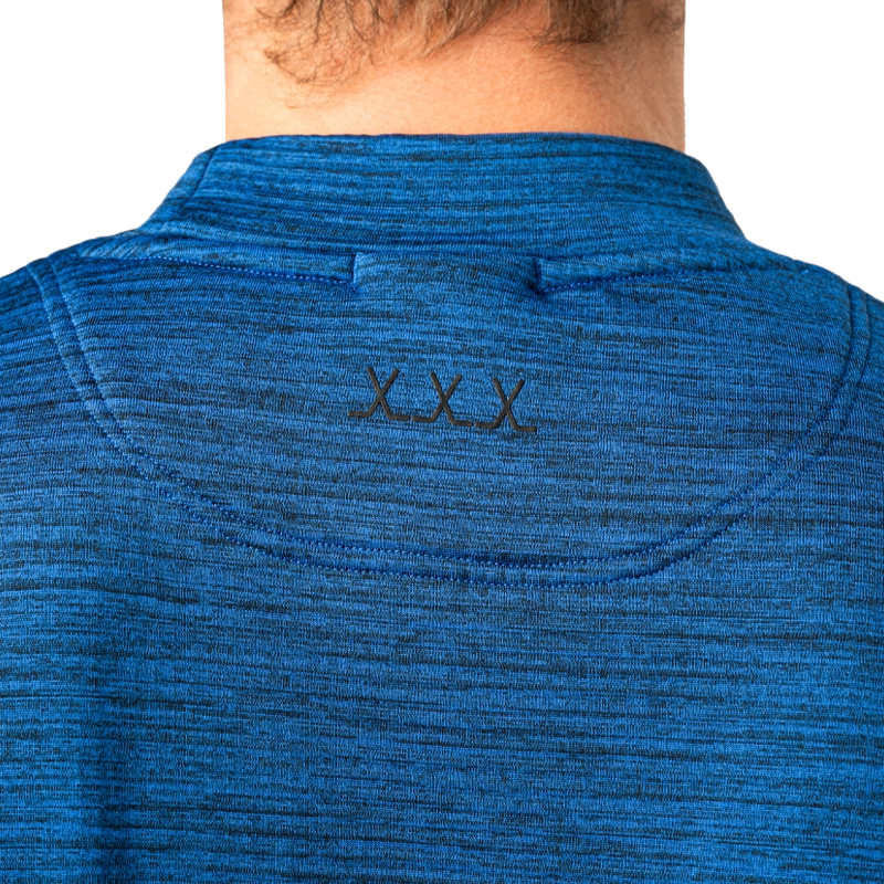 Bauer FLC Mock Neck Long Sleeve Tee for Men - Comfortable Performance Shirt for Hockey & Casual Wear - Senior Size Blue
