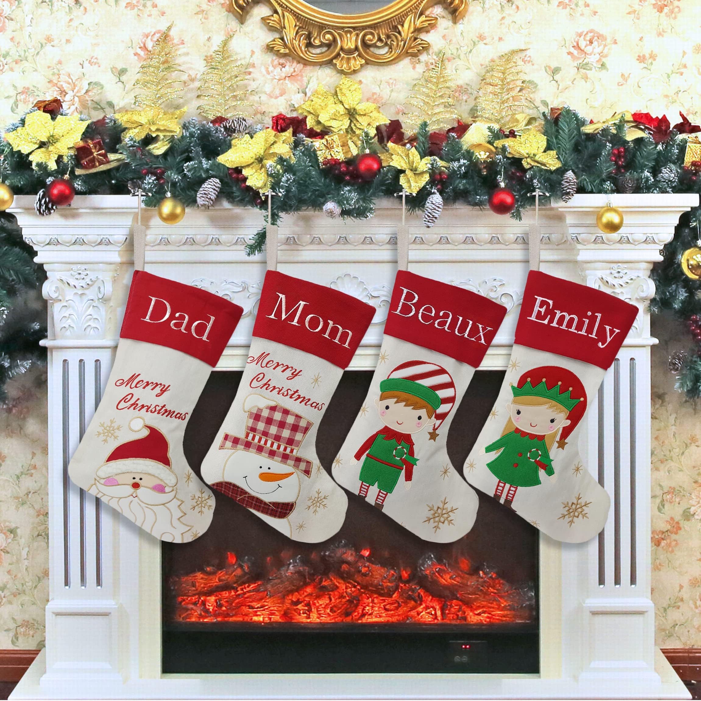 DearSun Set of 4 Personalized Christmas Stockings - 18
