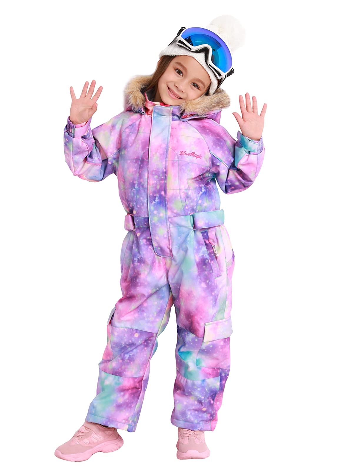 BGX Bluemagic Kids One Piece Snowsuit - Waterproof Winter Overalls for Skiing, Snowboarding & Outdoor Play - Warm Insulated Snow Jumpsuit for Boys & Girls