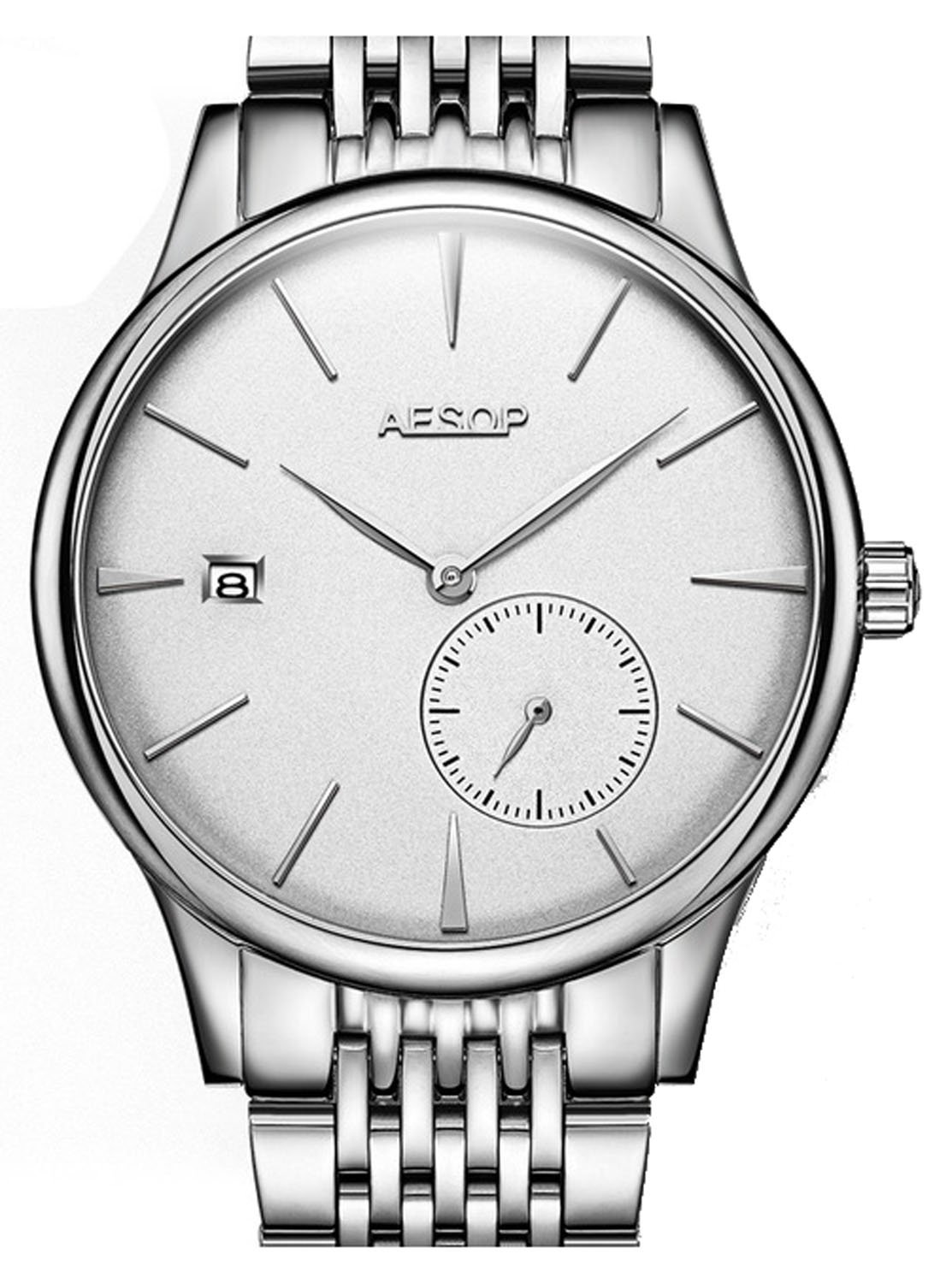 Slim Automatic Mechanical Watch for Men - Waterproof Stainless Steel Wristwatch with Transparent Sapphire Glass | Minimalist Design for Business, Casual & Formal Occasions