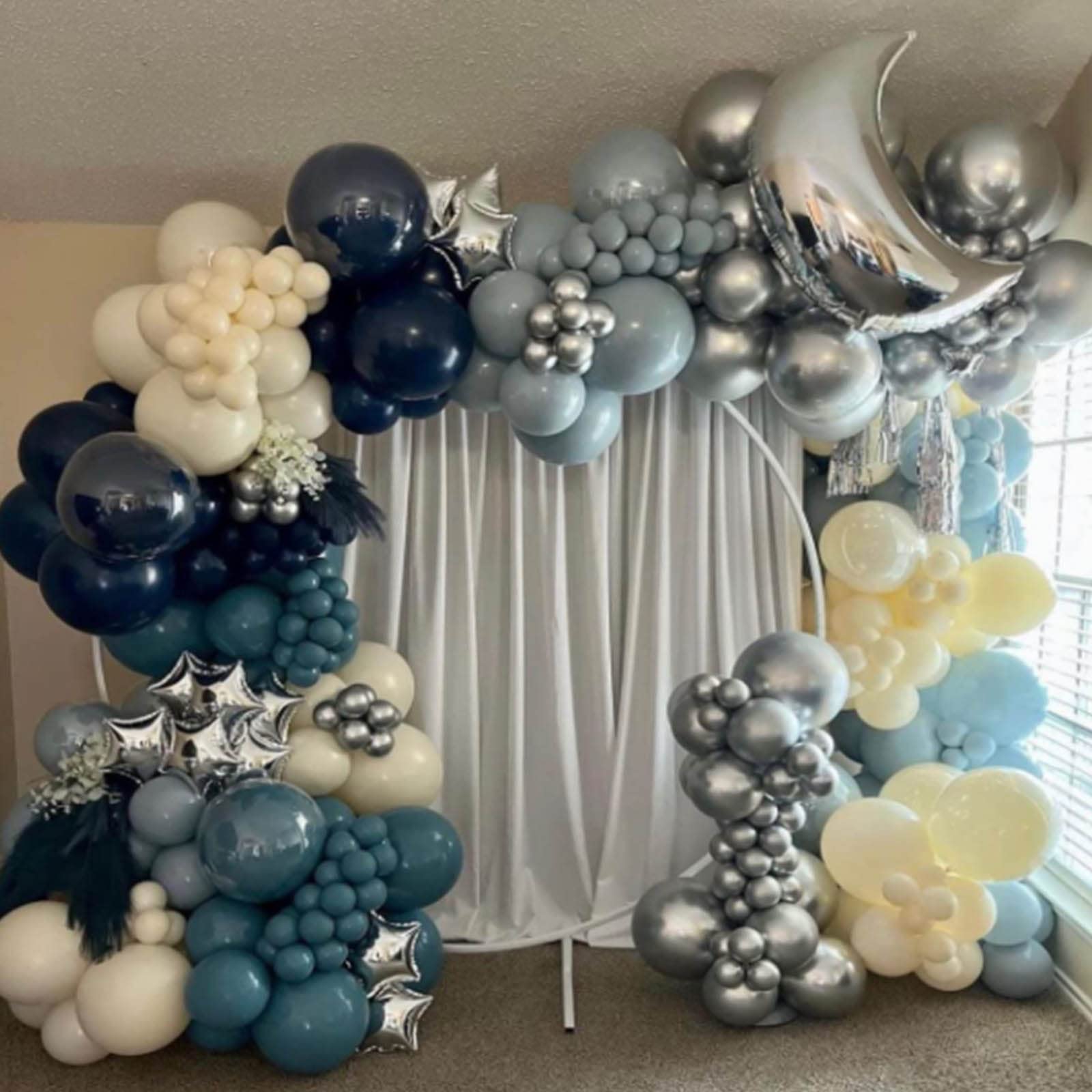 50pcs Silver Moon and Star Foil Balloons - 36
