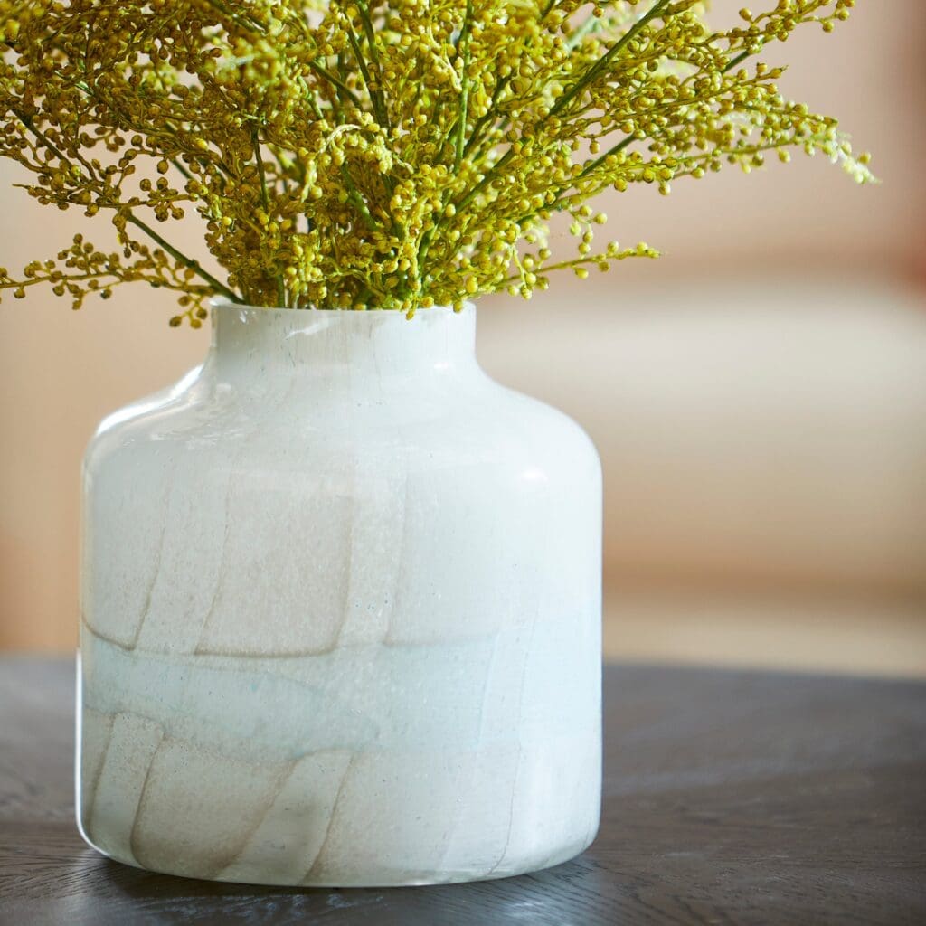 Cyan Design 11077 Lucerne Vase - Small Tan & Aqua Decorative Ceramic Vase for Home Decor, Wedding Centerpiece, or Gift
