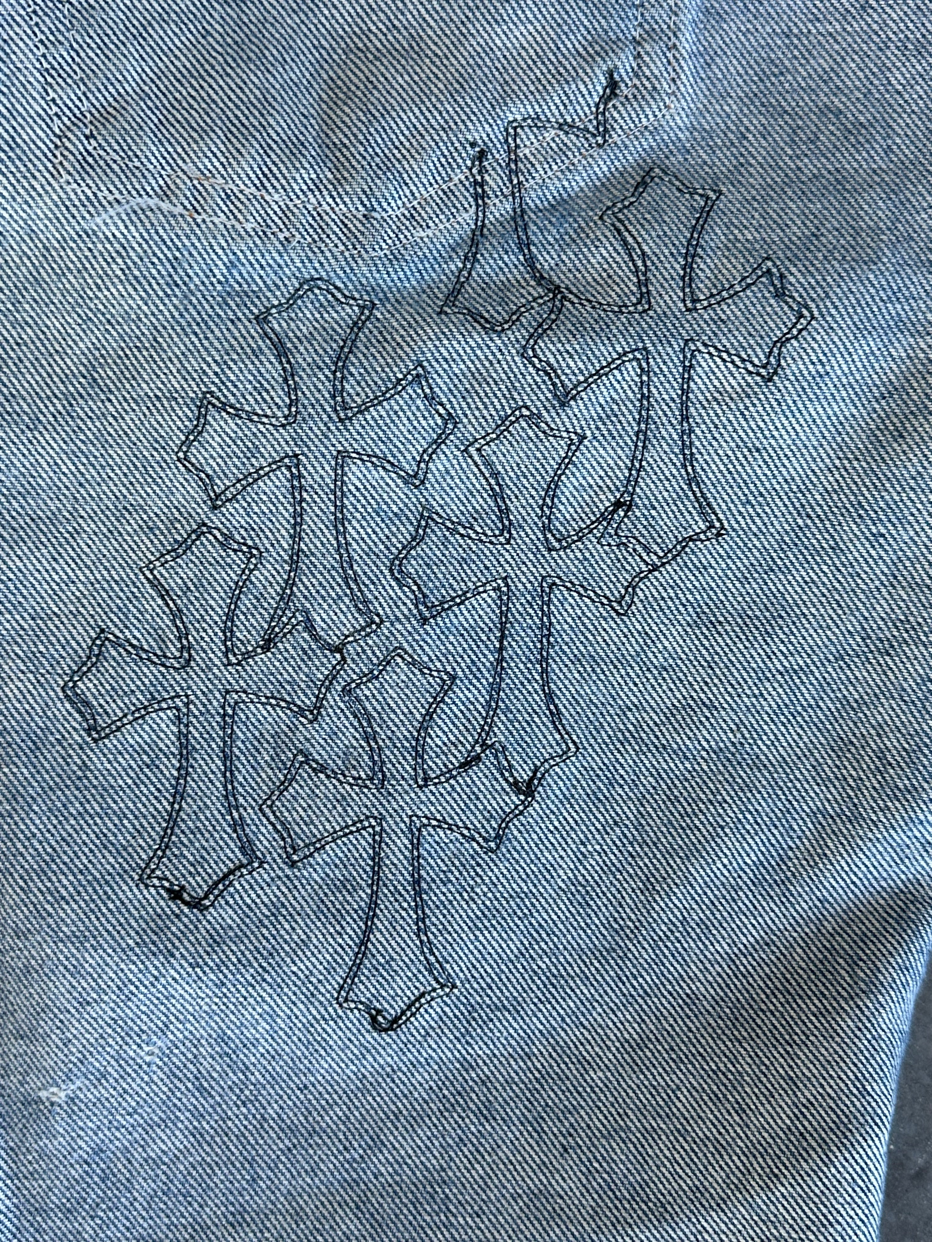 Chrome Hearts x Levi's Blue & Black Cross Patch Denim Jeans for Men - Stylish Vintage Streetwear for Casual Outfits and Night Out