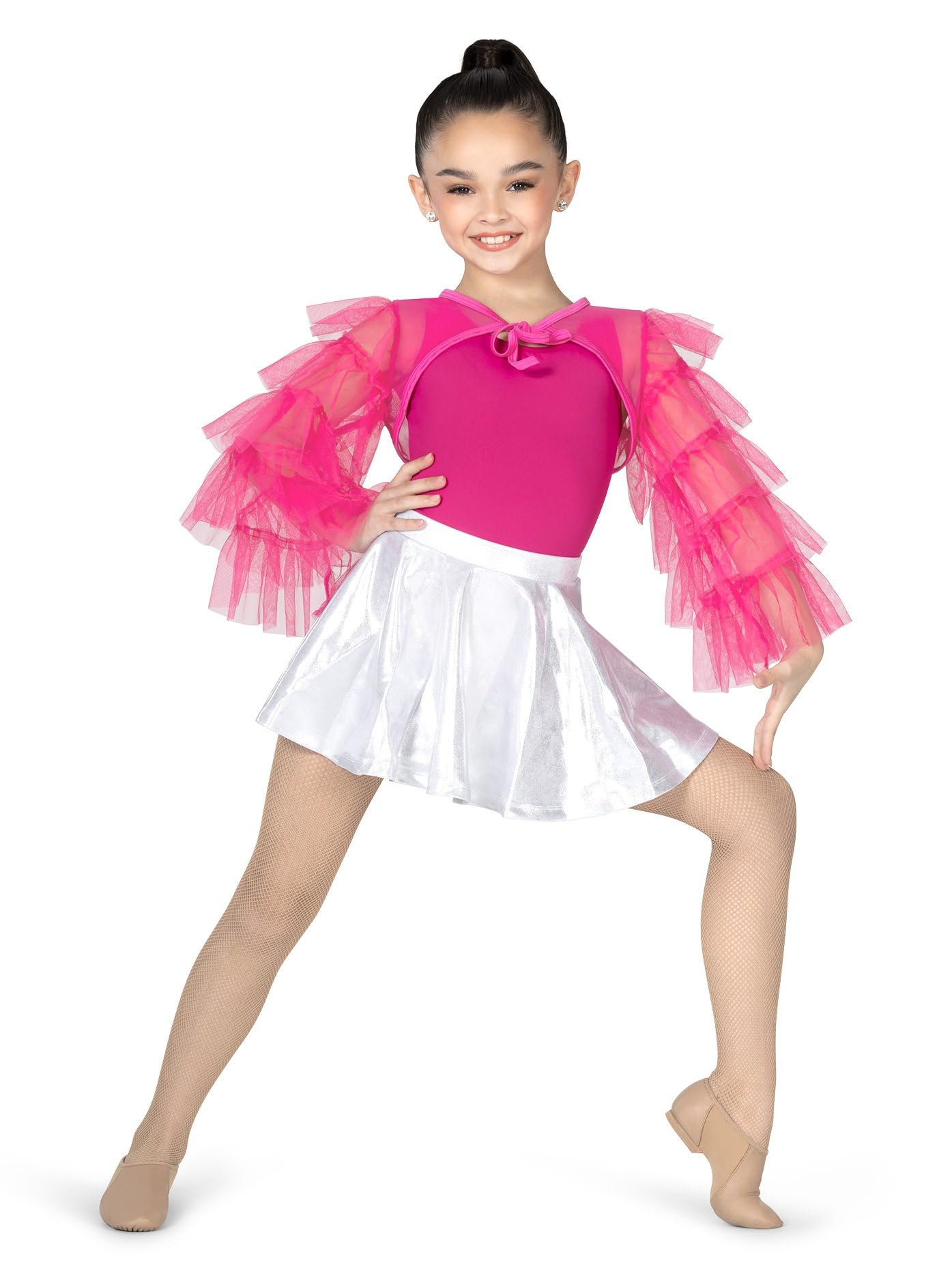 Double Platinum Metallic Skater Skirt for Girls - Trendy High Waist Stretchy Mini Skirt for Dance, Party & Casual Wear