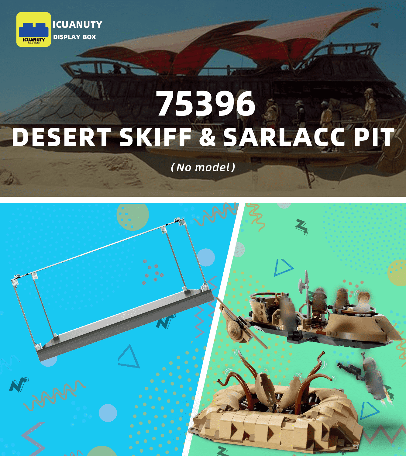 LEGO Star Wars Desert Skiff & Sarlacc Pit 75396 Display Case - Clear Acrylic Showcase for Collectible Building Set | Perfect for Home Decoration, Office Display & Gift Giving