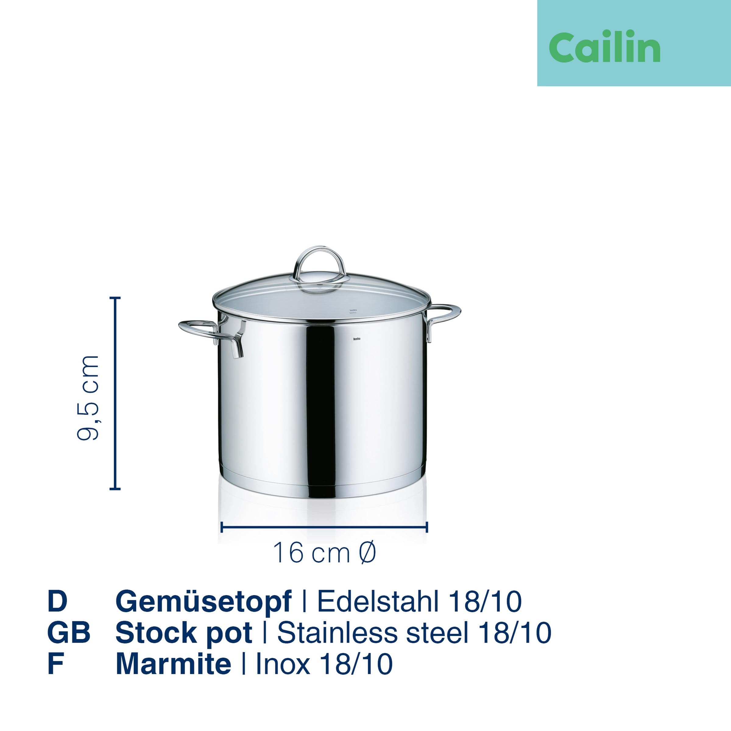 Kela Cailin 24cm Stainless Steel Stock Pot with Lid - Silver Shiny Cooking Pot for Soups, Stews, Pasta & Boiling - Durable Kitchen Cookware for Home & Restaurant Use
