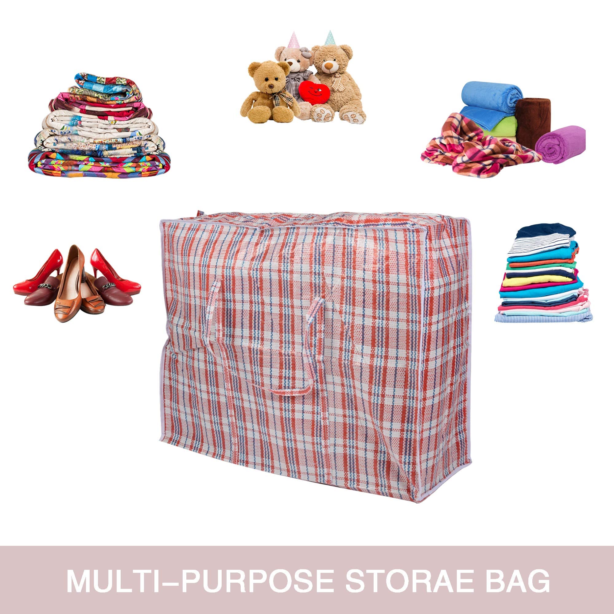 3PCS Heavy Duty 35 Gallon Extra Large Storage Bags - Reusable Moving Tote Bags with Zippers & Carrying Handles for Clothes, Blankets, Bedding, Shoes - Perfect for Home Organization, Moving, Travel & Storage