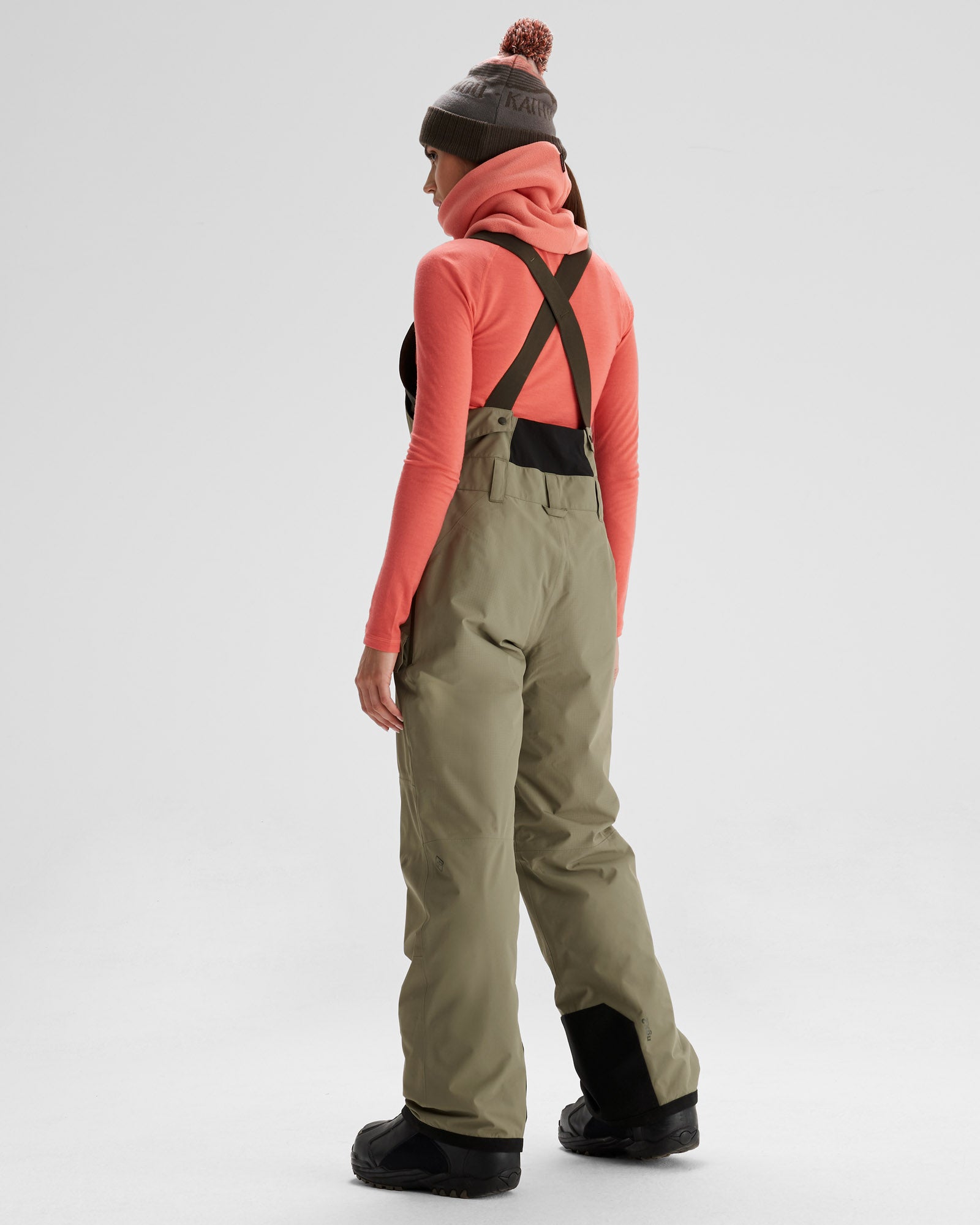 PWDR Days Women's 2-Layer Insulated Waterproof Bib Snow Pants for Skiing & Winter Outdoor Activities - Beech Color