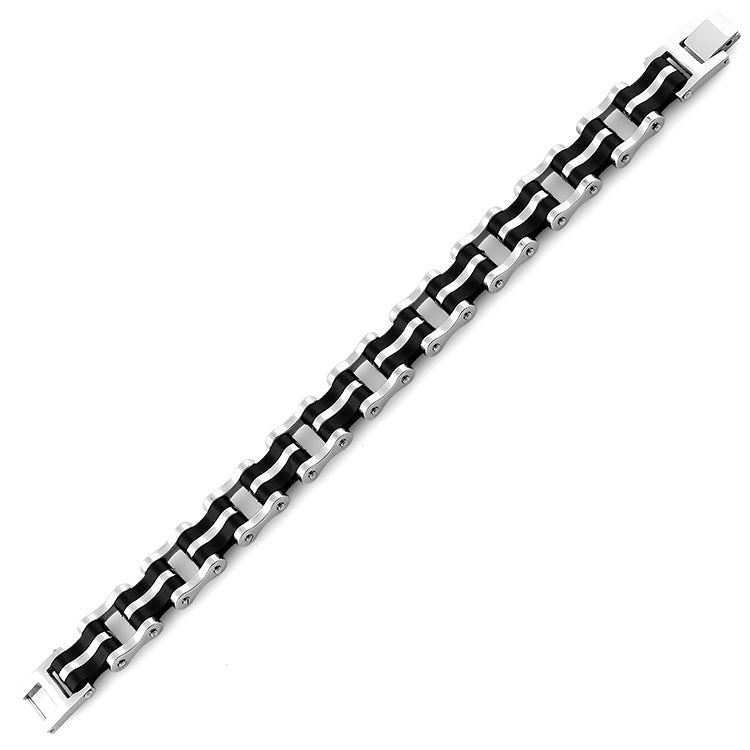 Stainless Steel Biker Black Bracelet for Men - Punk Rock Gothic Motorcycle Jewelry - Perfect for Biker Gangs, Motorcycle Riders & Edgy Fashion Lovers