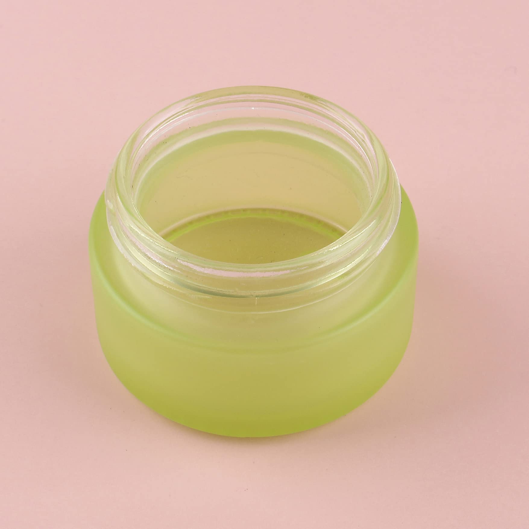 6 Pack 50ml Frosted Glass Cosmetic Jars with Lids & Liners - Green Face Cream Storage Containers for DIY Creams, Lotions, Ointments & Makeup Samples | Perfect for Home Beauty Organizers, Travel Toiletry Kits & Salon Professional Use