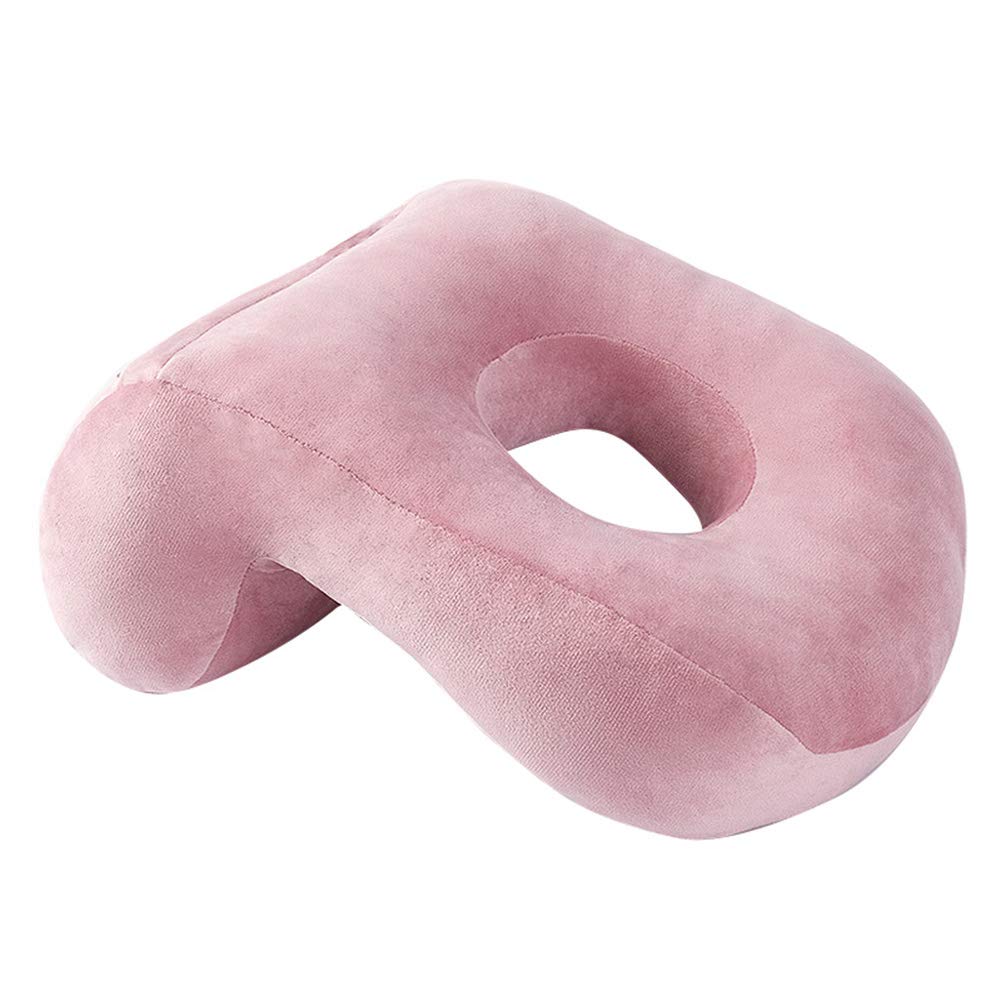 Barmi Portable Travel Neck Pillow for Napping - Soft Office & Home Desk Cushion with Hole - Perfect Gift for Kids Birthday & Early Learning (Light Pink) - Ideal for Airplane, Car, School & Work Breaks