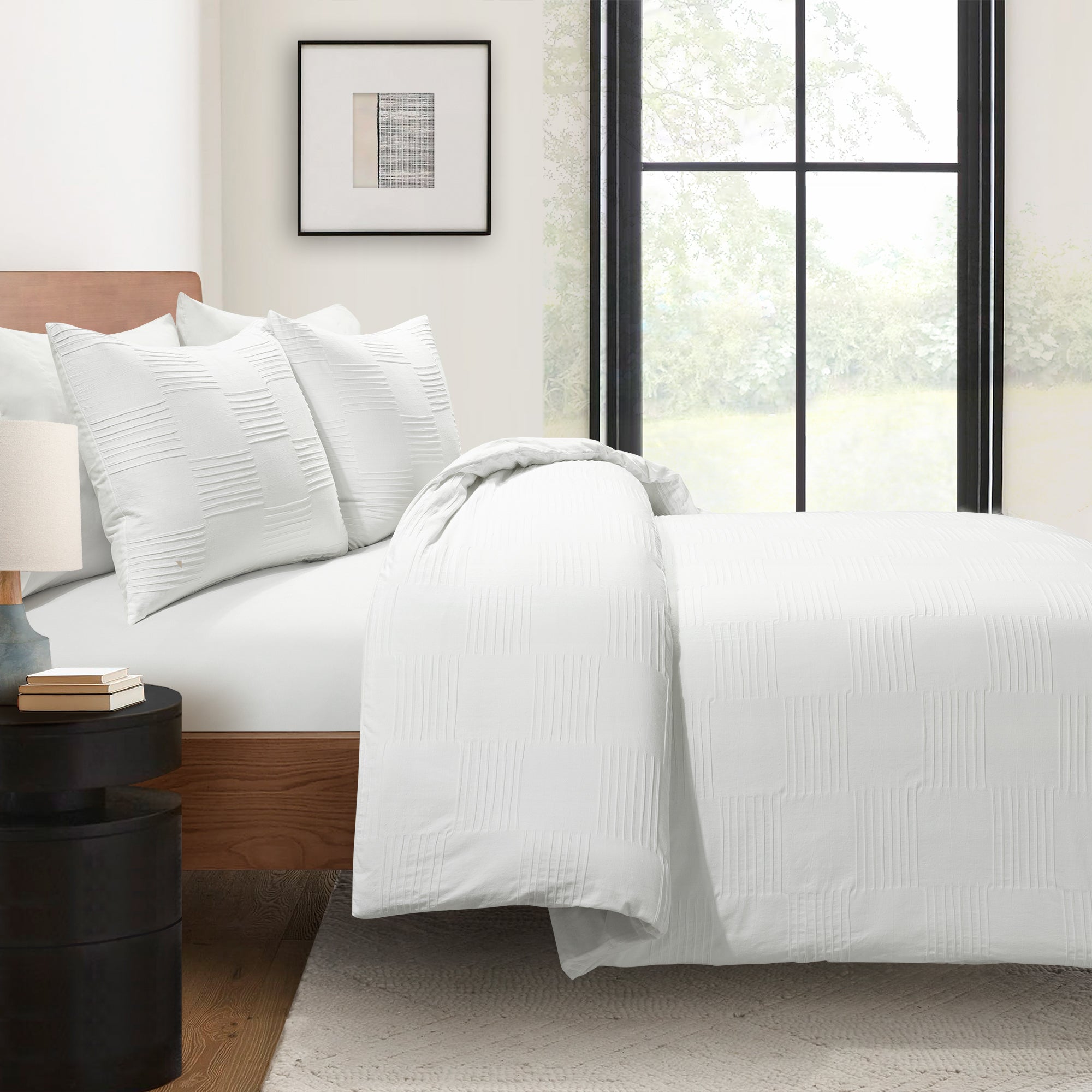 Sorano Chambray Textured Jacquard Cotton Duvet Cover 3 Piece Set - Soft Breathable Bedding Set for Queen/King Size - Perfect for Modern Bedroom, Guest Room & Hotel Decor