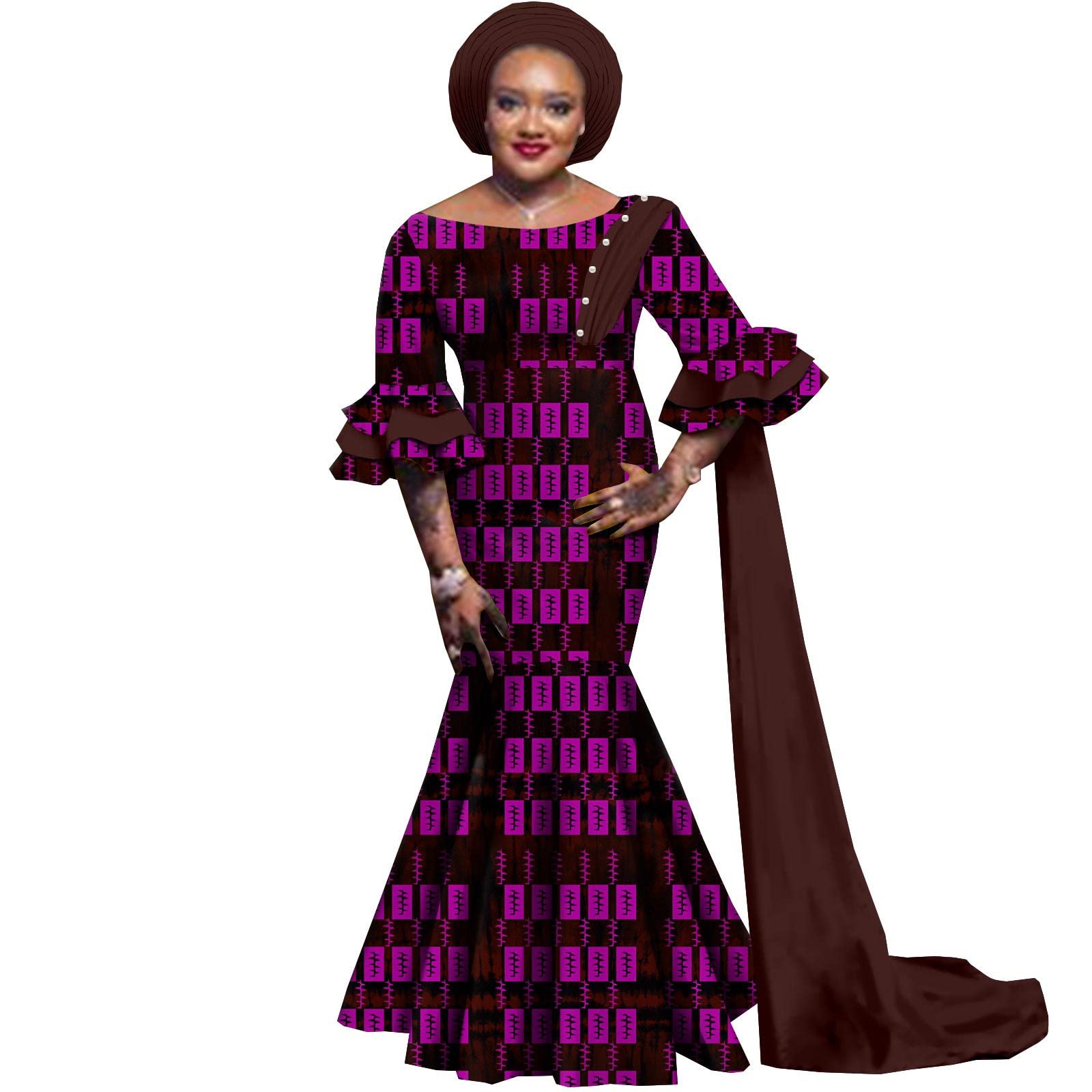 Authentic African Wax Print Dresses for Women - Bazin Riche Ankara Long Gown | Elegant Evening Party Wear & Cultural Celebration Attire | Perfect for Weddings, Festivals, and Special Occasions