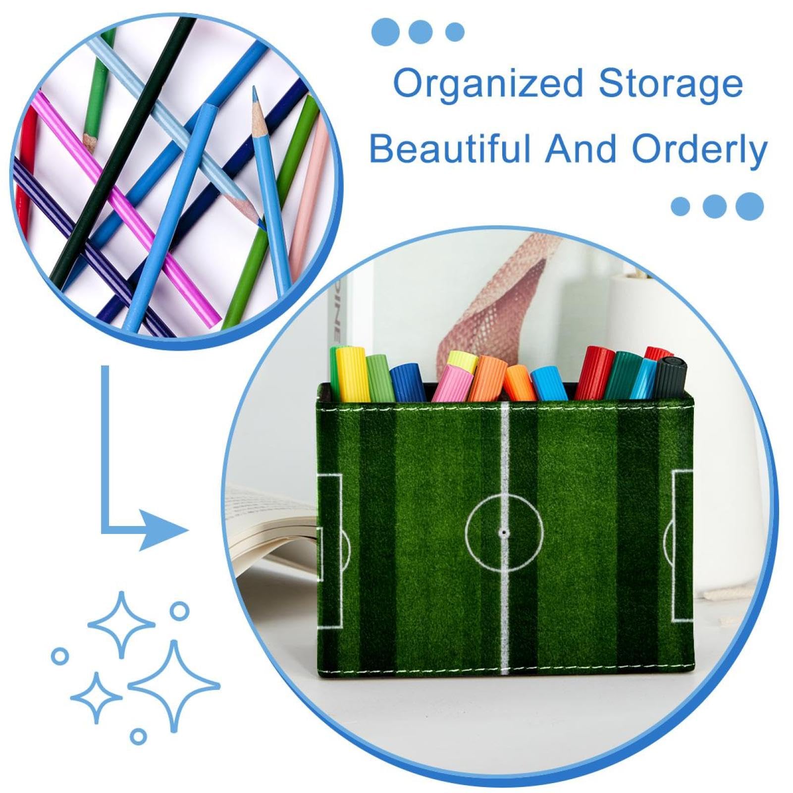 Football Themed Pen Holder for Desk - Stylish Pencil Organizer with Sports Court Design - Perfect Office Supplies for Football Fans & Sports Enthusiasts - Great for Home, Office, or School Desk Organization