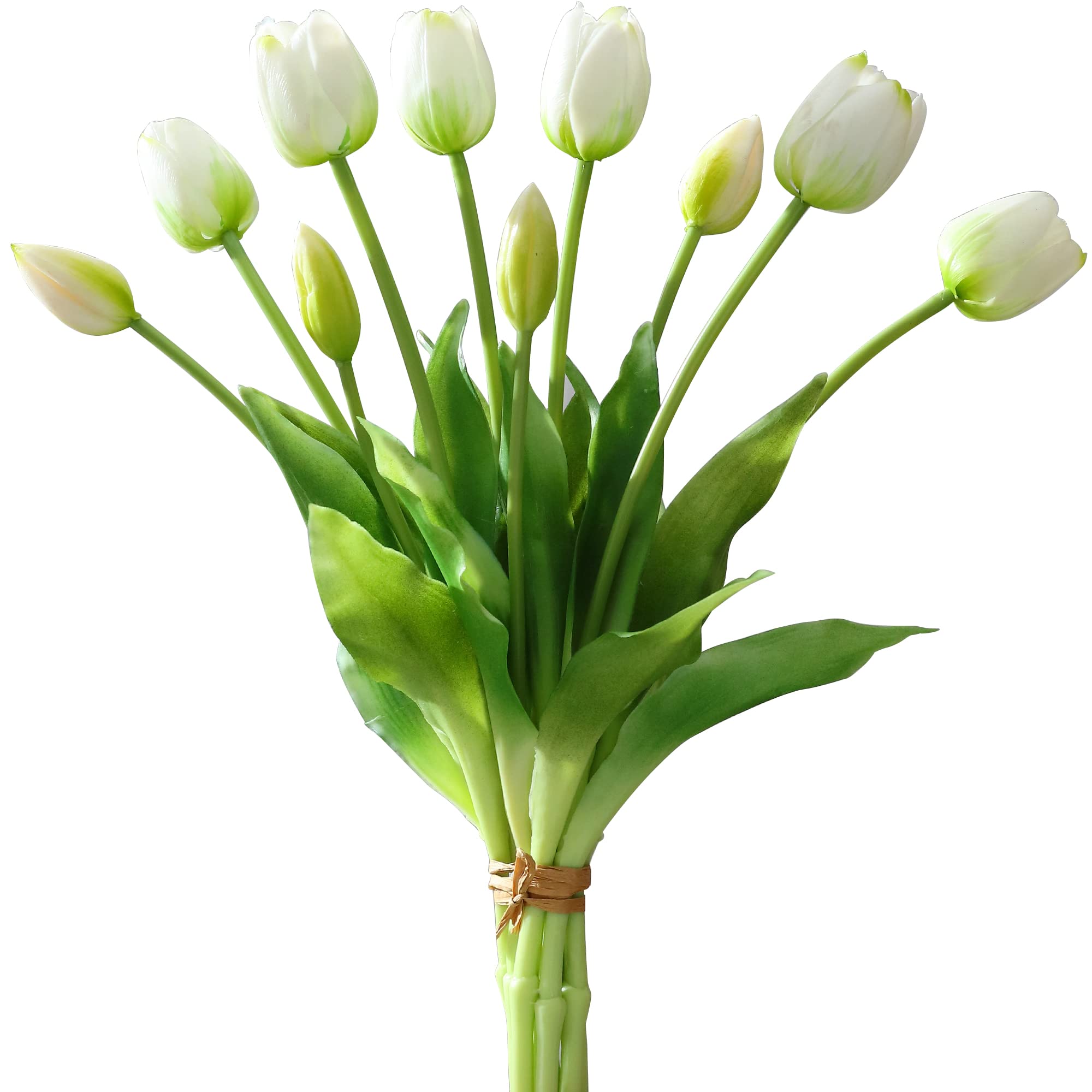 10pcs Real Touch Artificial Tulip Flowers - Faux Latex Tulips Bouquet with Gift Box for Wedding, Party, Home & Room Decor (White) - Perfect for Centerpieces, Tablescapes & DIY Floral Arrangements