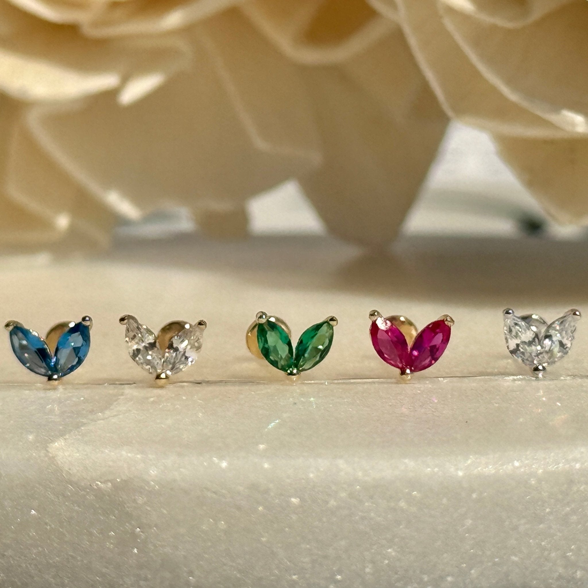 14K Yellow Gold London Blue Topaz Double Marquise Flat Back Stud Earrings - Perfect for Weddings, Parties & Everyday Elegance