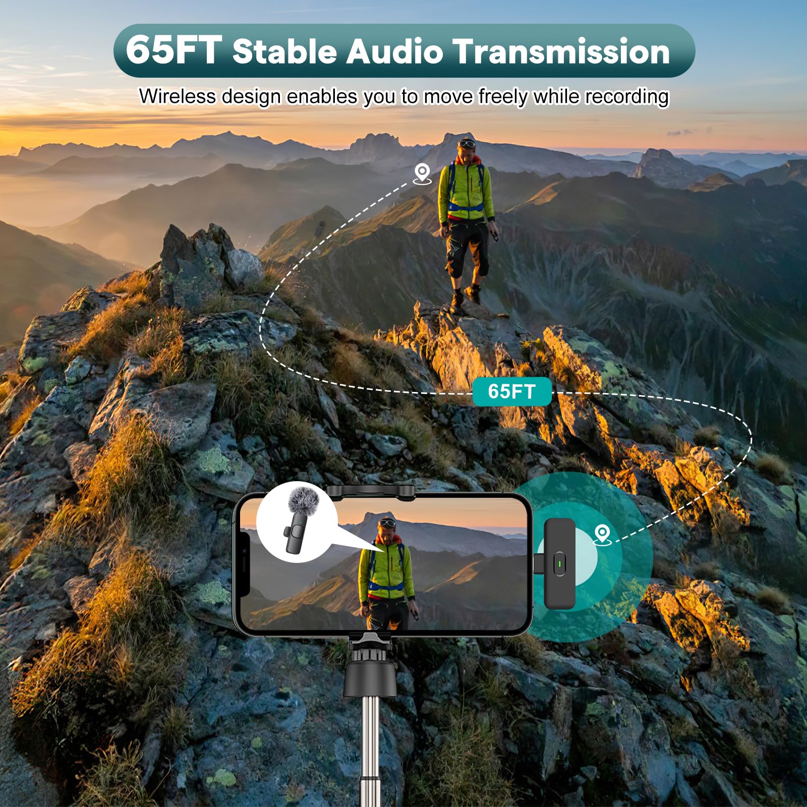 MAYBESTA Professional Wireless Lavalier Microphone for iPhone & iPad - Omnidirectional Condenser Mic for Crystal Clear Recording | Perfect for Interviews, Podcasts, YouTube Videos & Vlogging