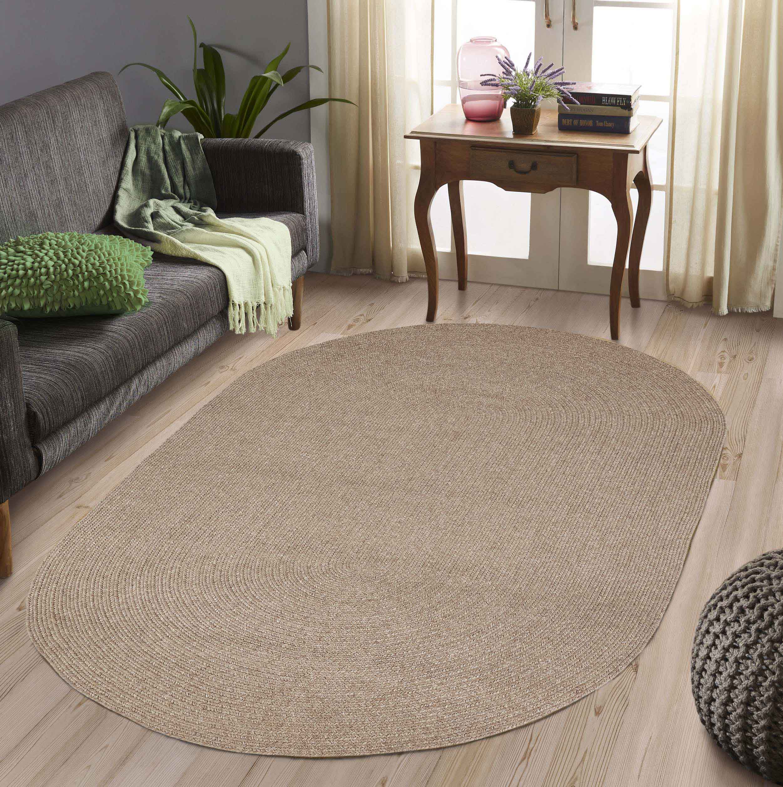 Classic Braided Area Rug - Non-Slip Indoor/Outdoor Oval Rug for Living Room, Bedroom, Patio & Deck - Soft & Durable Home Decor