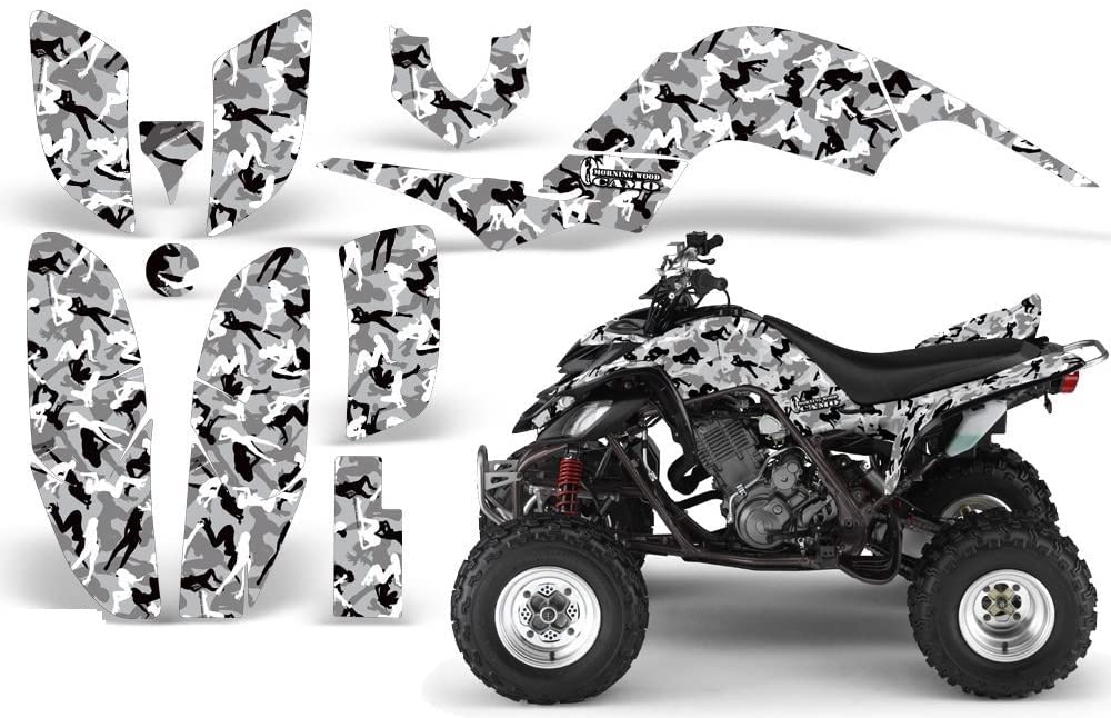 AMR Racing ATV Graphics Kit Sticker Decal for Yamaha Raptor 660 (2001-2005) - Urban Camo White Design | Off-Road ATV Customization & Motocross Racing Accessories